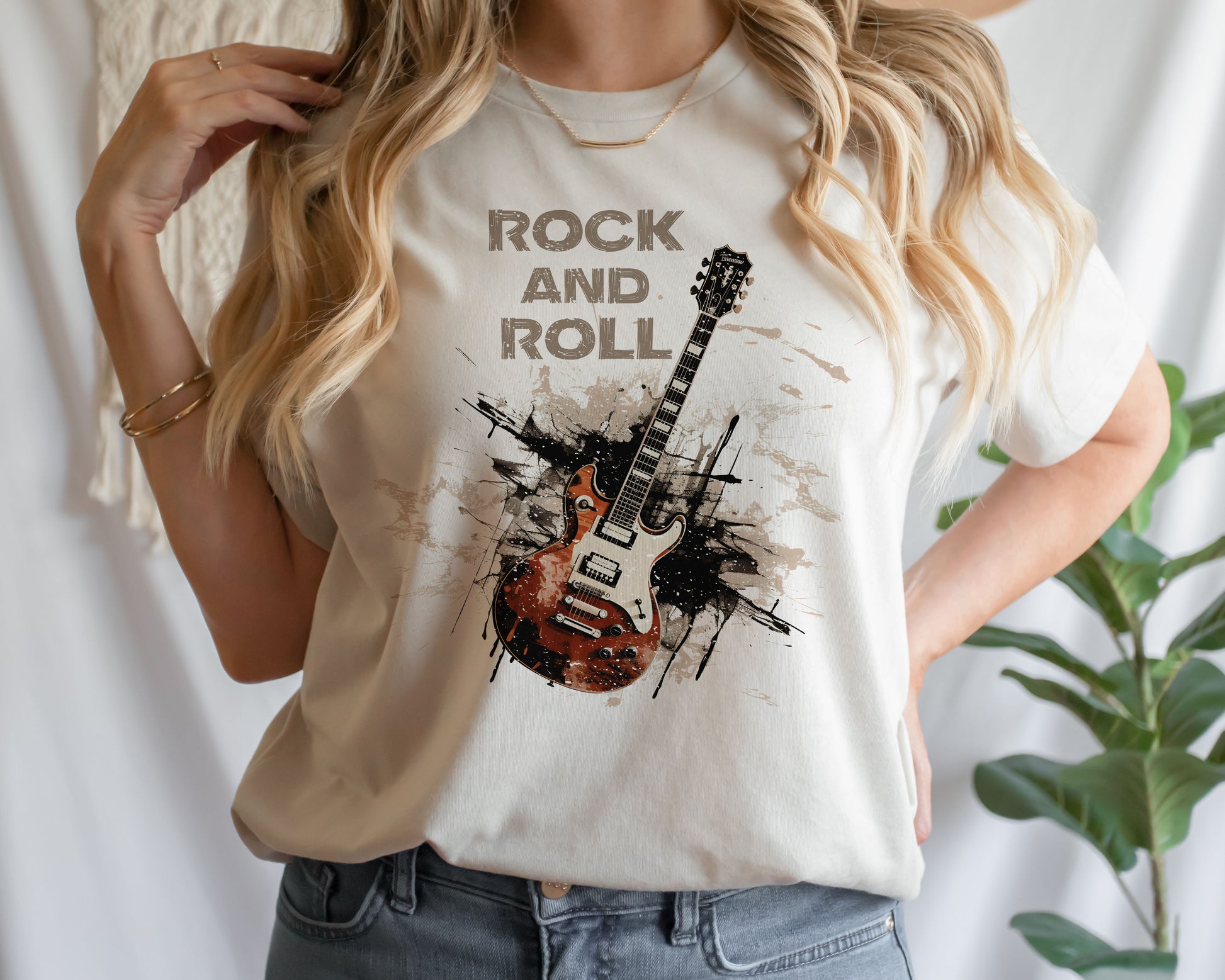 Rock And Roll Guitar PNG sublimation design download, Grunge Tshirt Design, Distressed Music Lover Electric Guitar Art, Digital Download