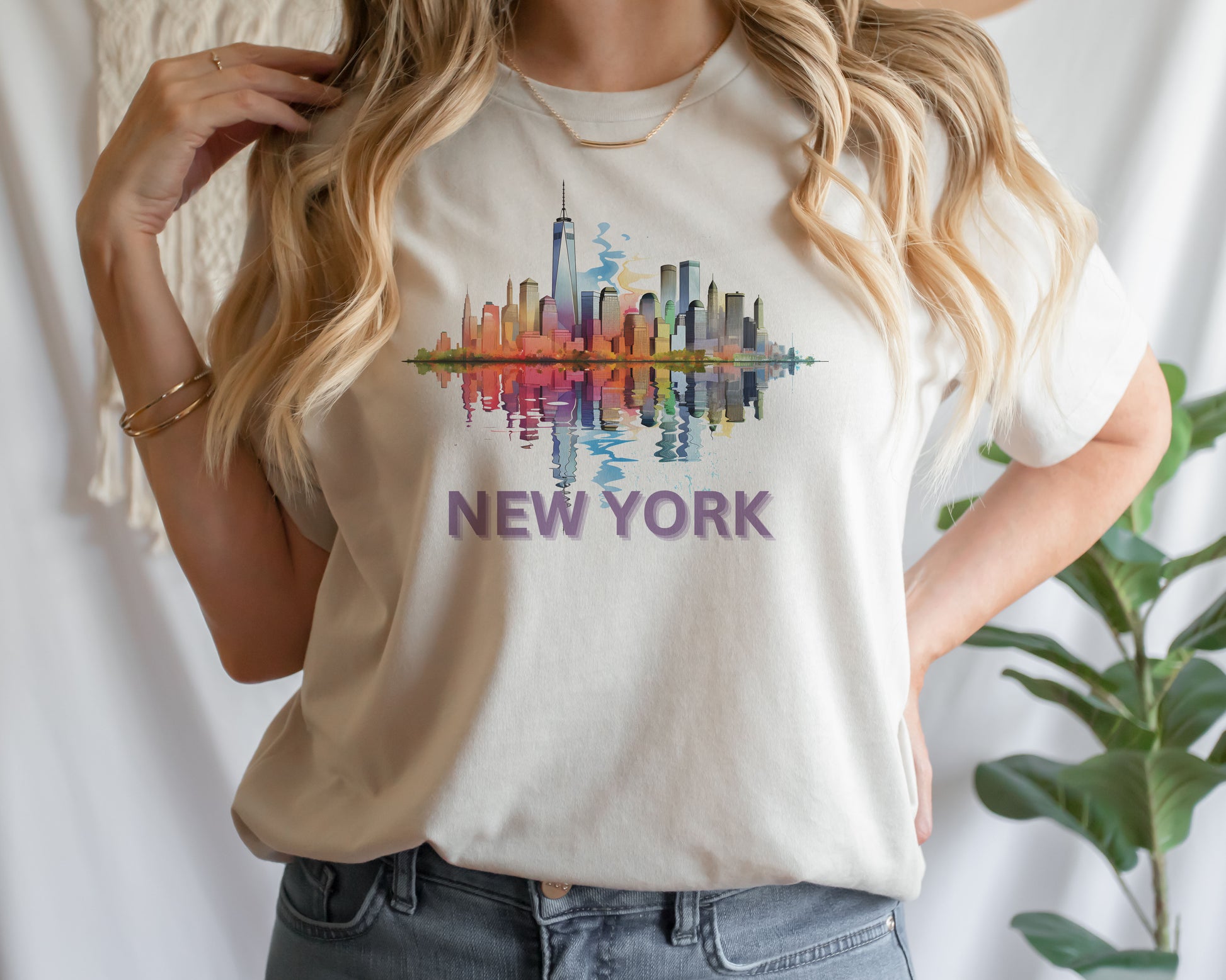 New York Skyline PNG Sublimation Design, Abstract Manhattan Colorful TShirt Design, NYC USA Png Design For T Shirts, Digital Download