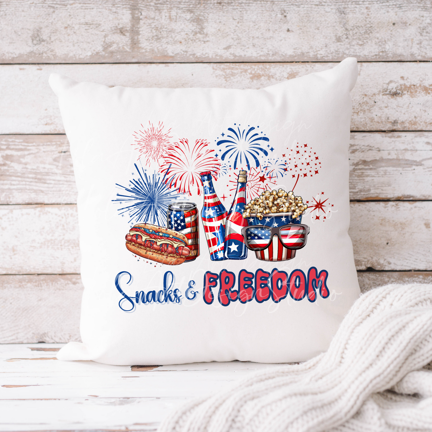 Patriotic Snacks and Freedom 4th Of July PNG Sublimation Design