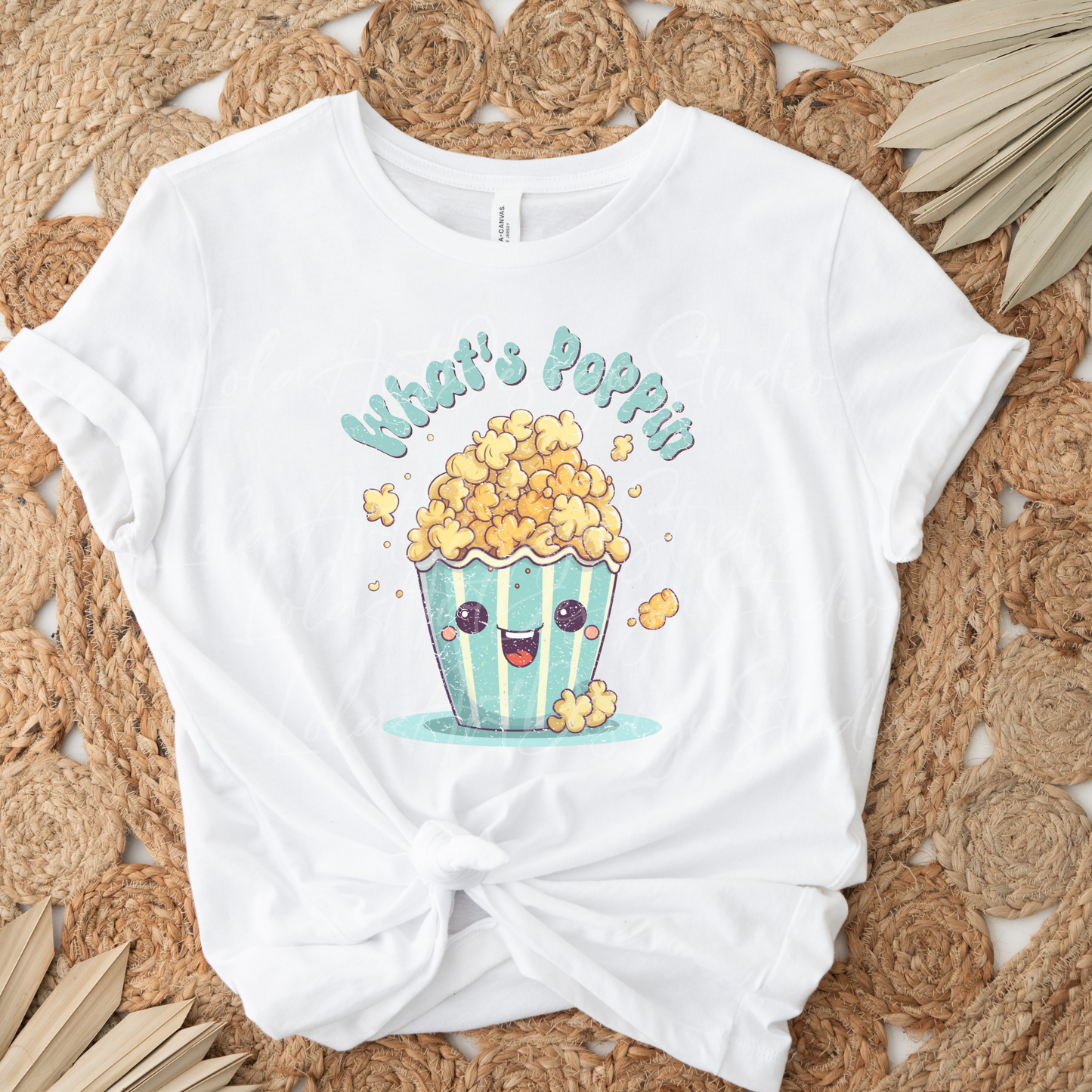 What's Poppin PNG file for sublimation, Retro Popcorn Kawaii Sublimation PNG