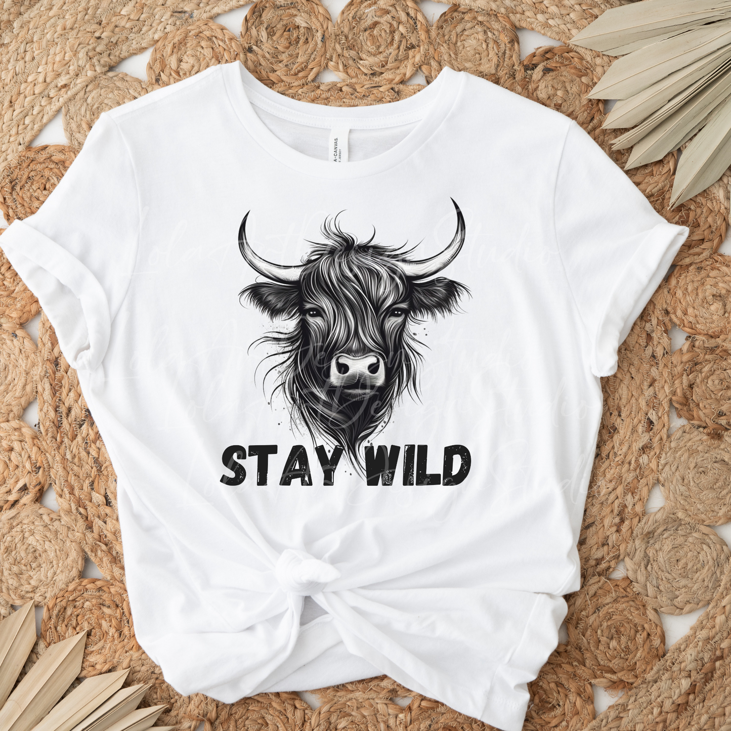 Stay Wild Highland Cow PNG Sublimation Design, Transparent Background Black Highland Cow Png For Sublimation