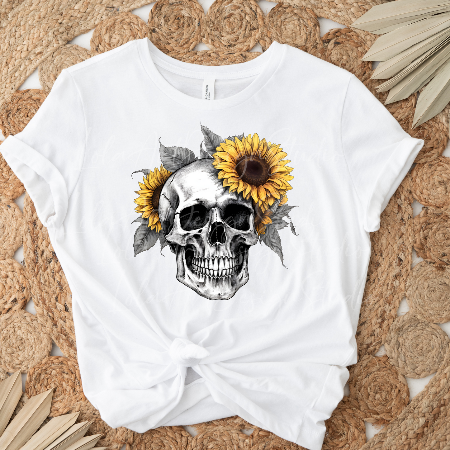 Sunflower Skull PNG Sublimation Design, Skull With Sunflowers PNG, Floral Skull Sublimation design download,Skull T-shirt design, Skull Png