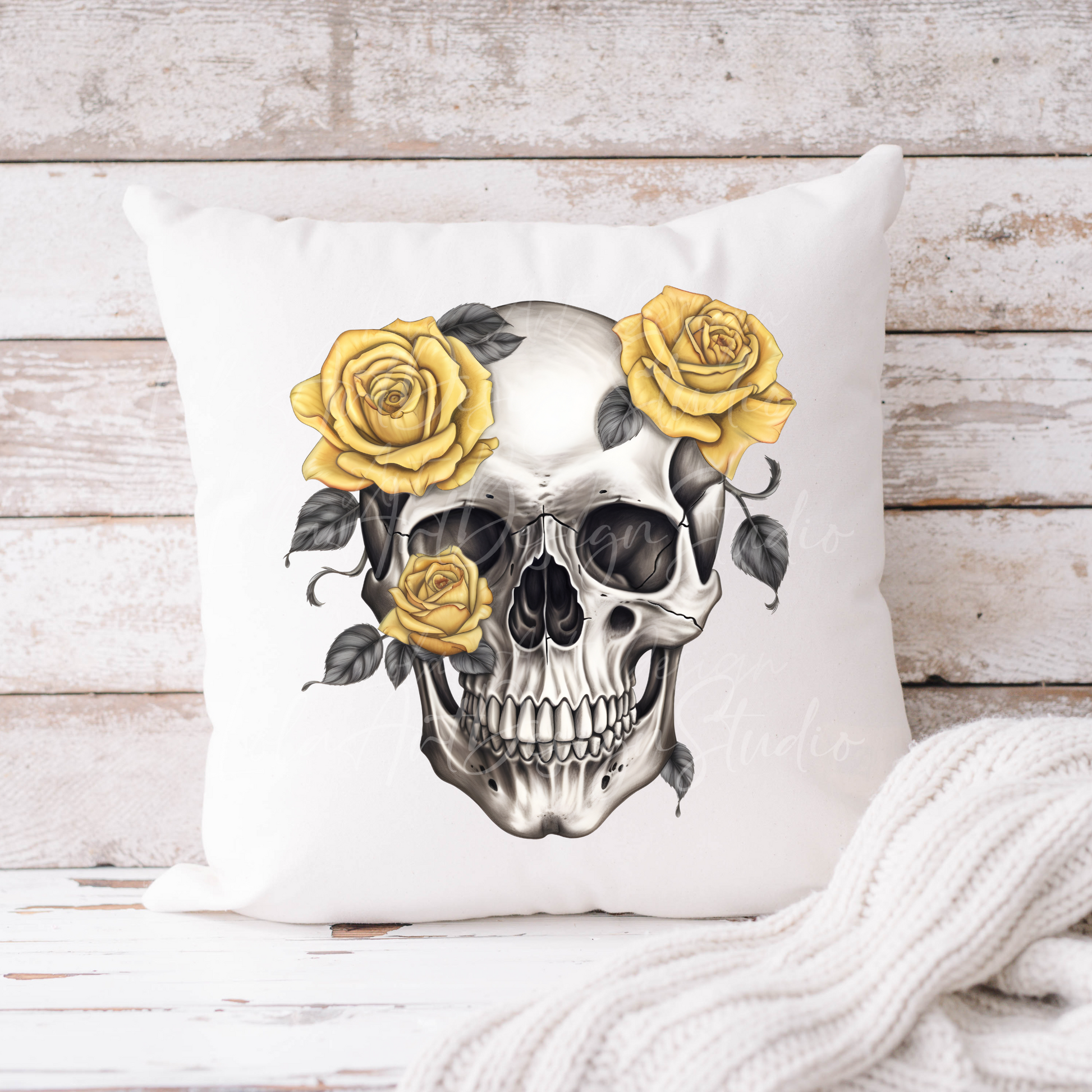 Yellow Roses Skull PNG Sublimation Design, Skull With Roses PNG, Floral Skull Sublimation design download,Skull T-shirt design, Skull Png