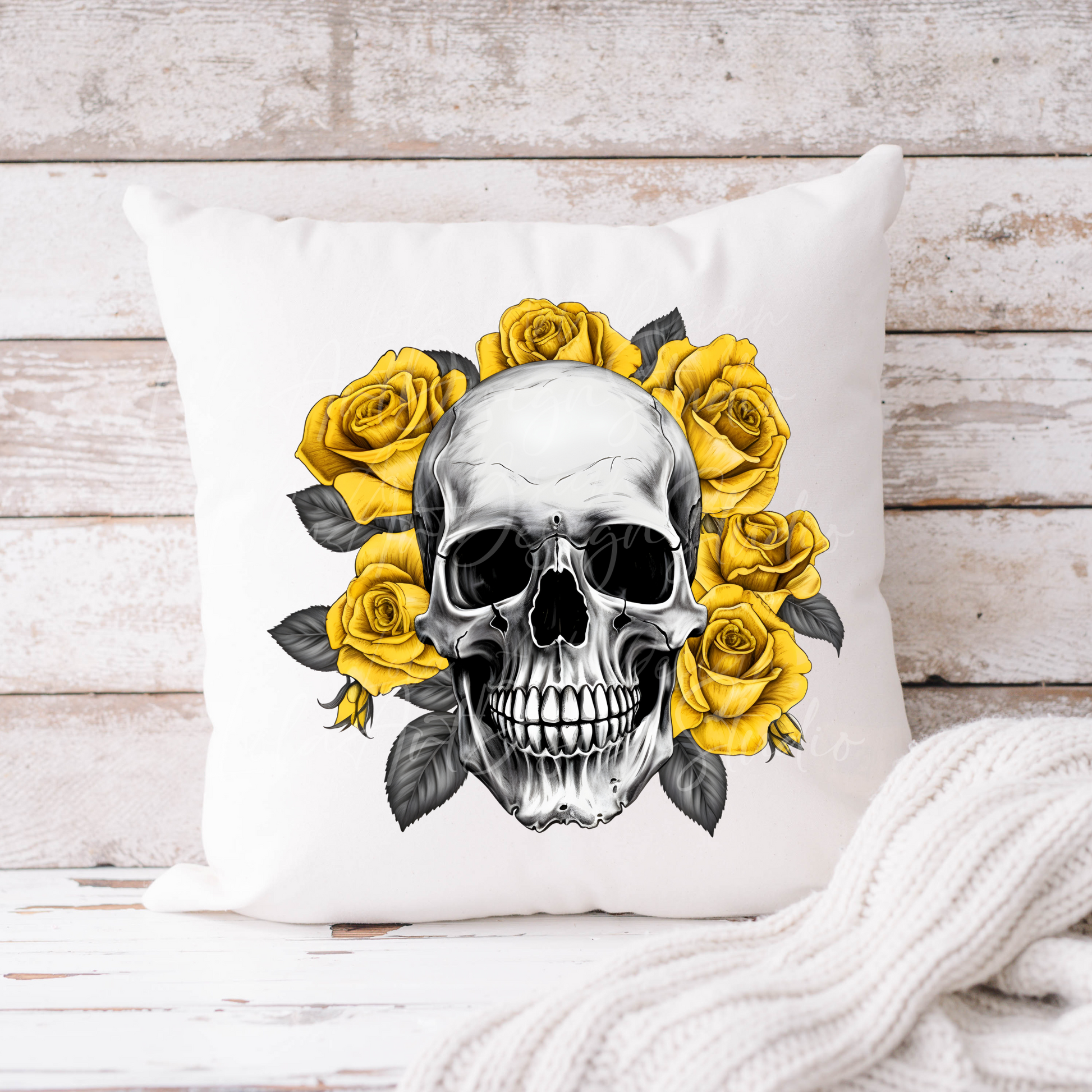 Yellow Roses Skull PNG Sublimation Design, Skull With Roses PNG, Floral Skull Sublimation design download,Skull T-shirt design, Skull Png