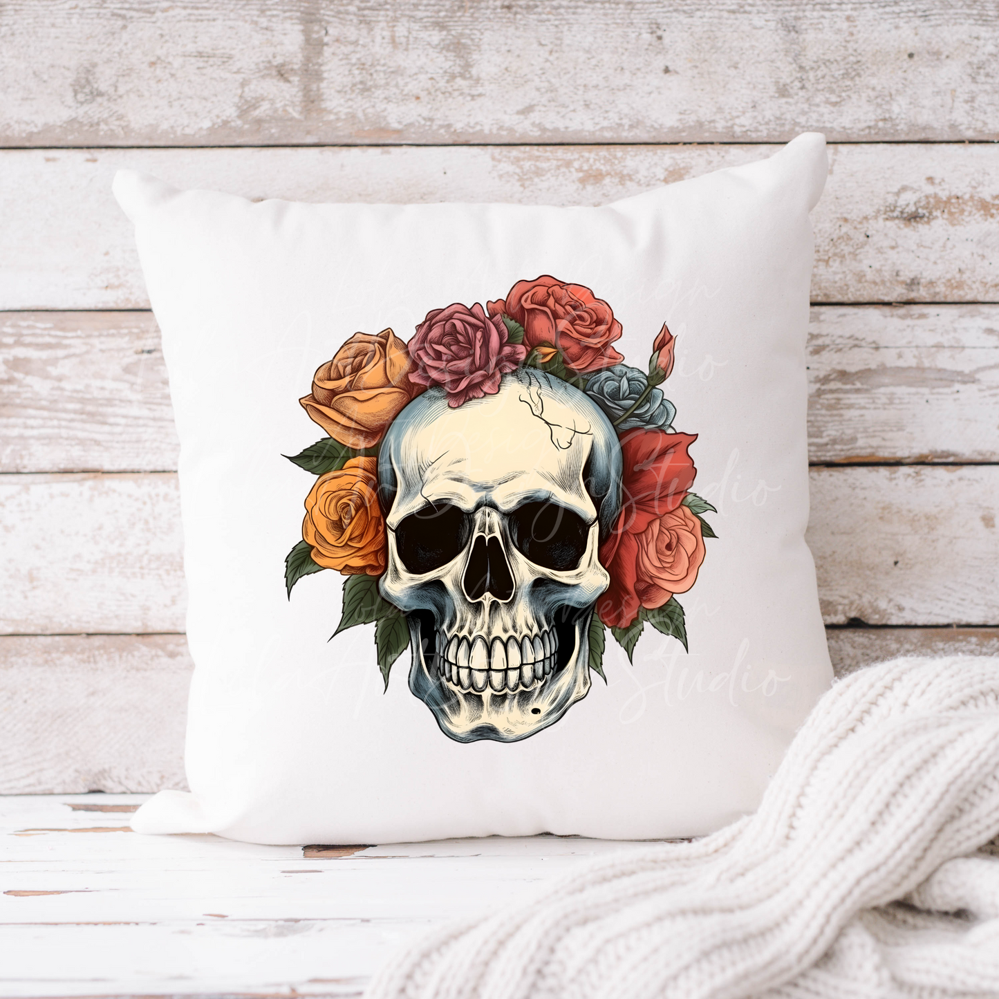 Colorful Roses Skull PNG Sublimation Design, Skull With Roses PNG, Floral Skull Sublimation design download,Skull T-shirt design, Skull Png