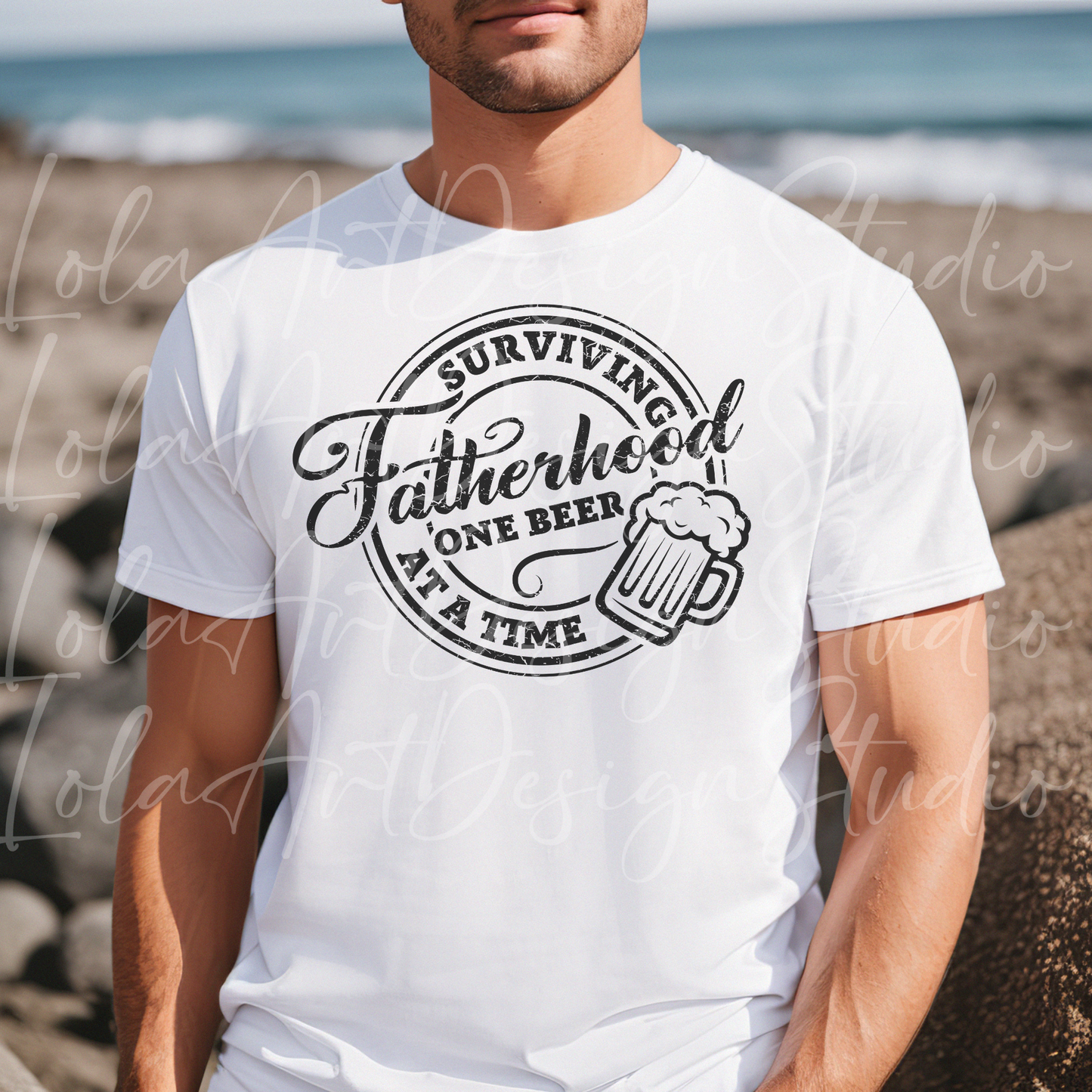 Funny Father's Day Svg and Png Sublimation Design Image, Surviving Fatherhood One Beer At A Time, Sarcastic Dad Svg & Png Files