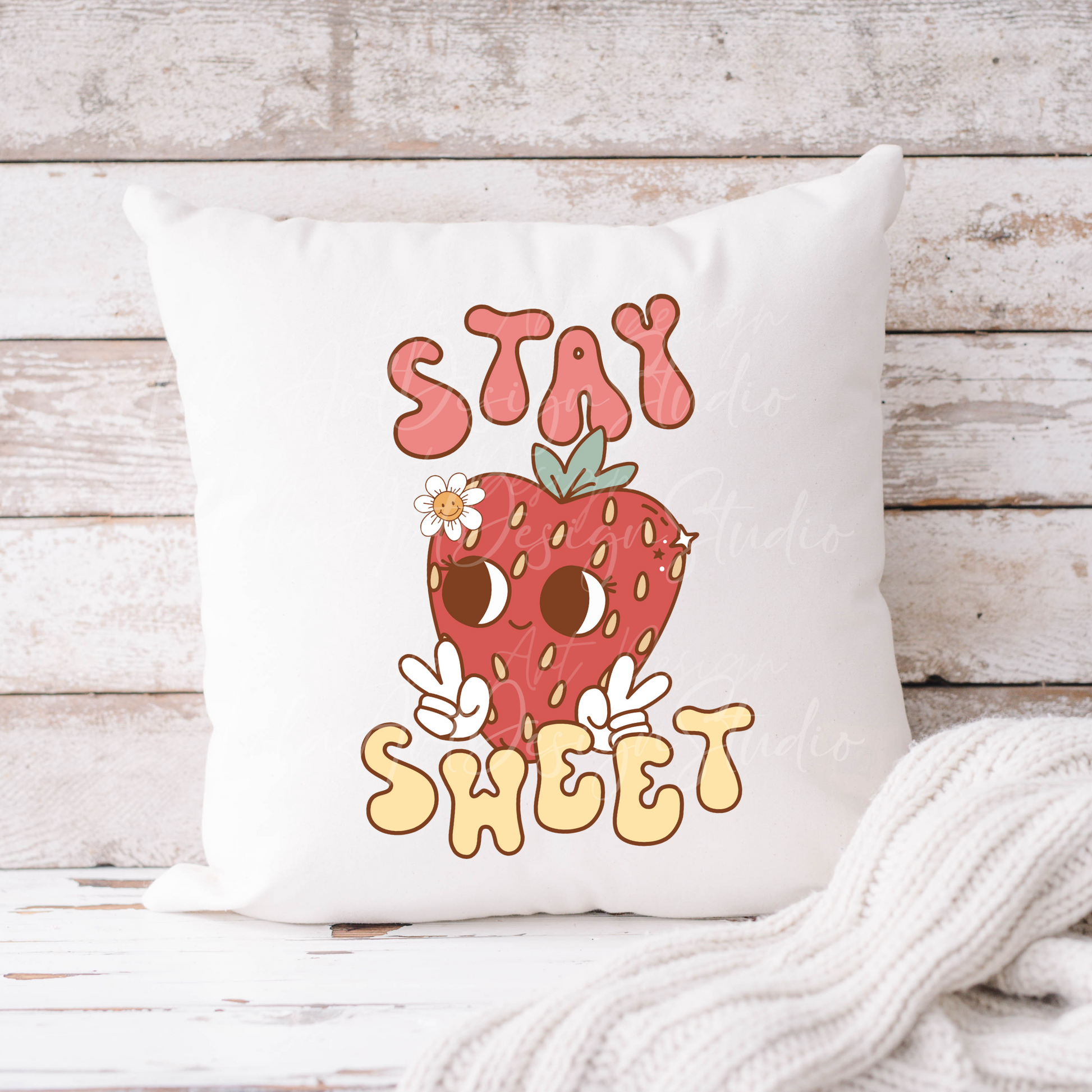 Funny Strawberry PNG file for Sublimation Design, Stay Sweet Retro Groovy png