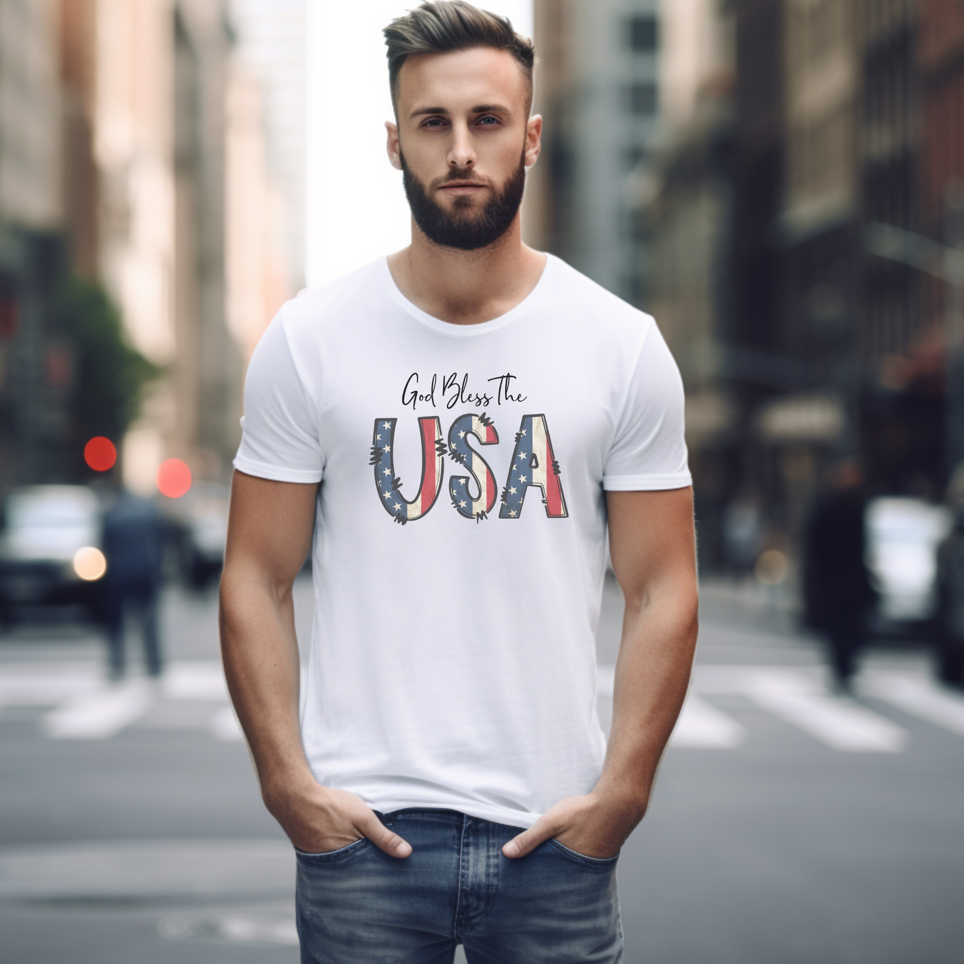 God Bless The USA PNG Sublimation Design, Patriotic USA Flag Shirt Png