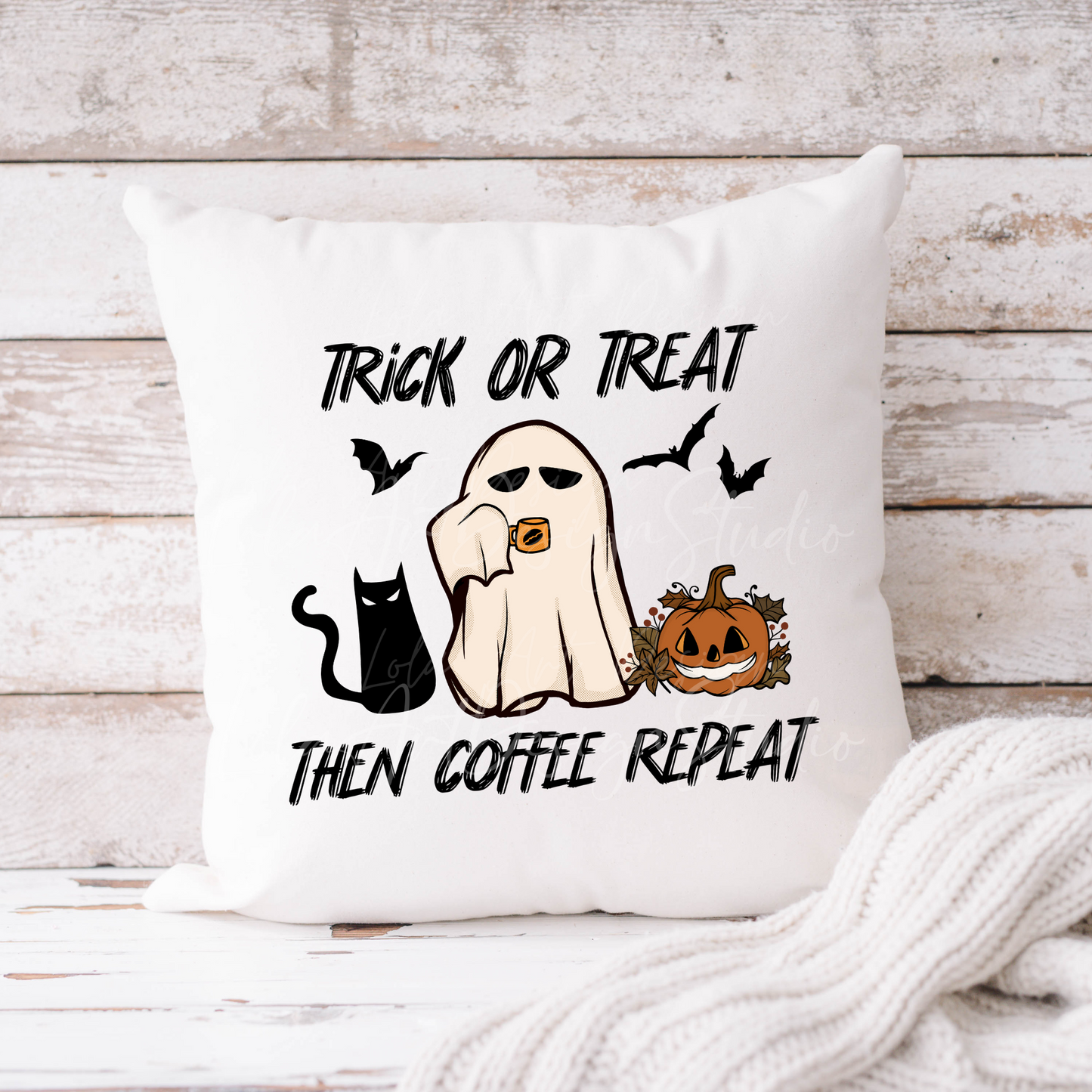 Trick Or Treat The Coffee Repeat Png Sublimation Design, Funny Halloween Spooky Ghosts Pumpkin & Black Cat Sublimation Png, Instant Download