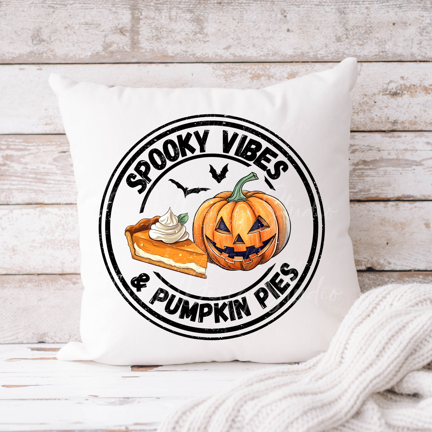 Spooky Vibes & Pumpkin Pies Png Sublimation Distressed Design, Funny Scary Sarcastic Quote, Pumpkin Pie Png, Instant Download Graphic File