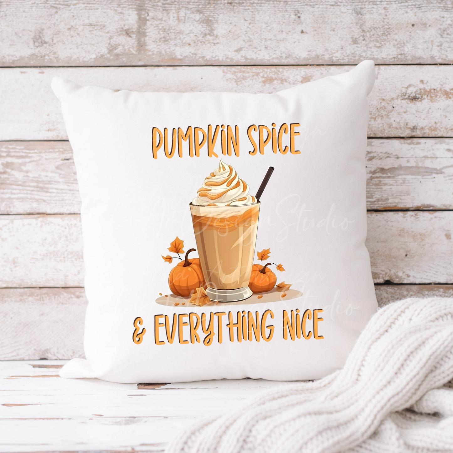 Pumpkin Spice & Everything Nice Png Sublimation Design, Funny Sarcastic Quote, Pumpkin Frappe Latte Png, Instant Download Graphic File