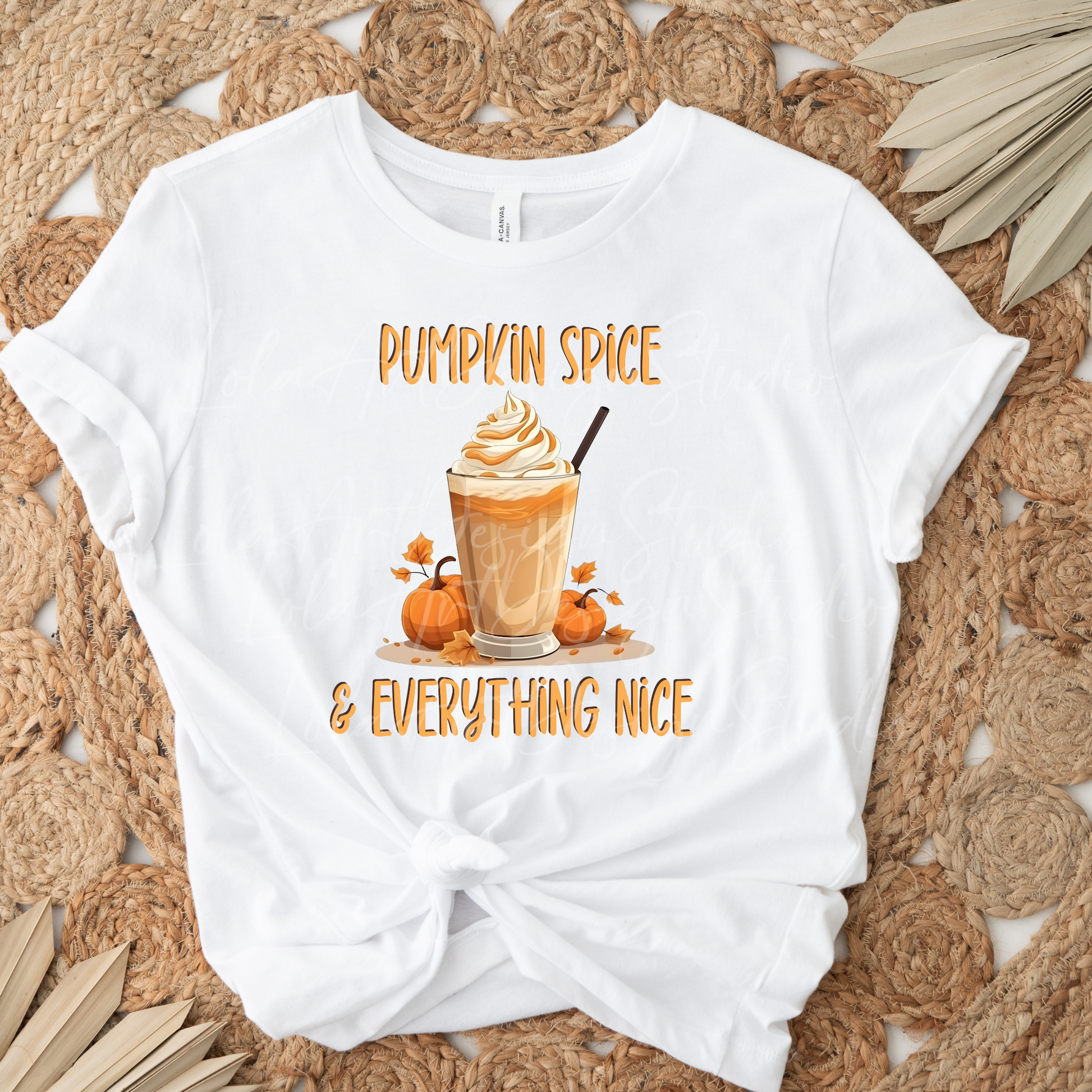 Pumpkin Spice & Everything Nice Png Sublimation Design, Funny Sarcastic Quote, Pumpkin Frappe Latte Png, Instant Download Graphic File