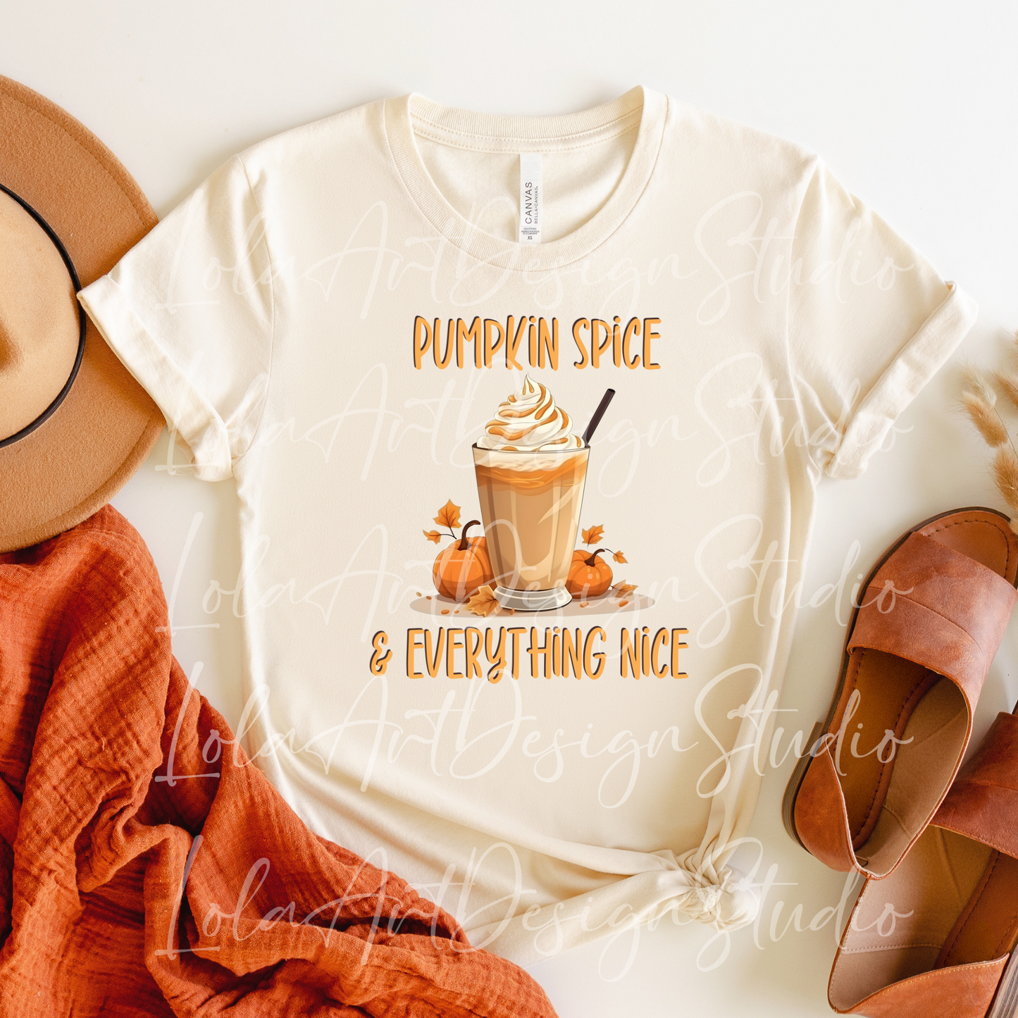 Pumpkin Spice & Everything Nice Png Sublimation Design, Funny Sarcastic Quote, Pumpkin Frappe Latte Png, Instant Download Graphic File