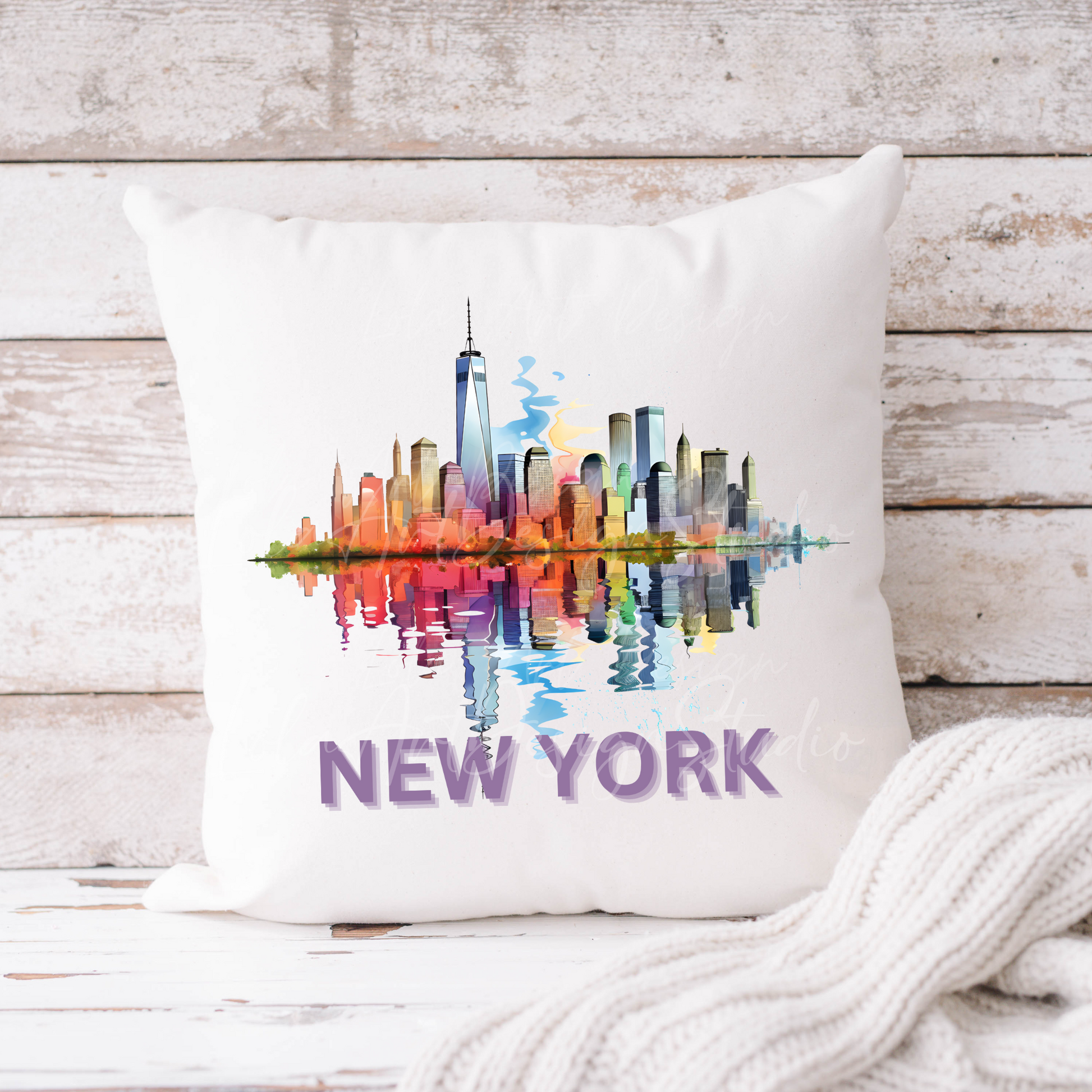 New York Skyline PNG Sublimation Design, Abstract Manhattan Colorful TShirt Design, NYC USA Png Design For T Shirts, Digital Download