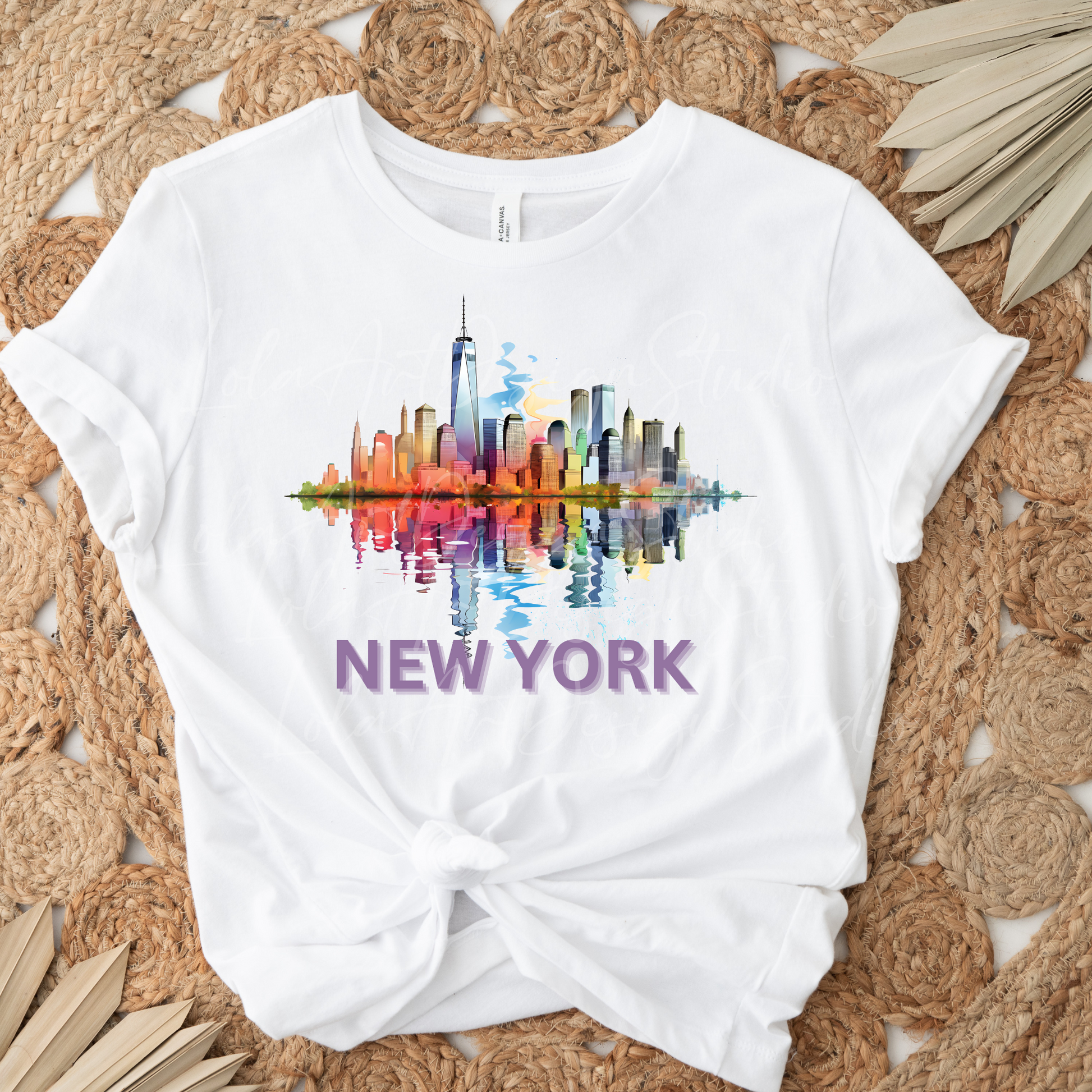 New York Skyline PNG Sublimation Design, Abstract Manhattan Colorful TShirt Design, NYC USA Png Design For T Shirts, Digital Download