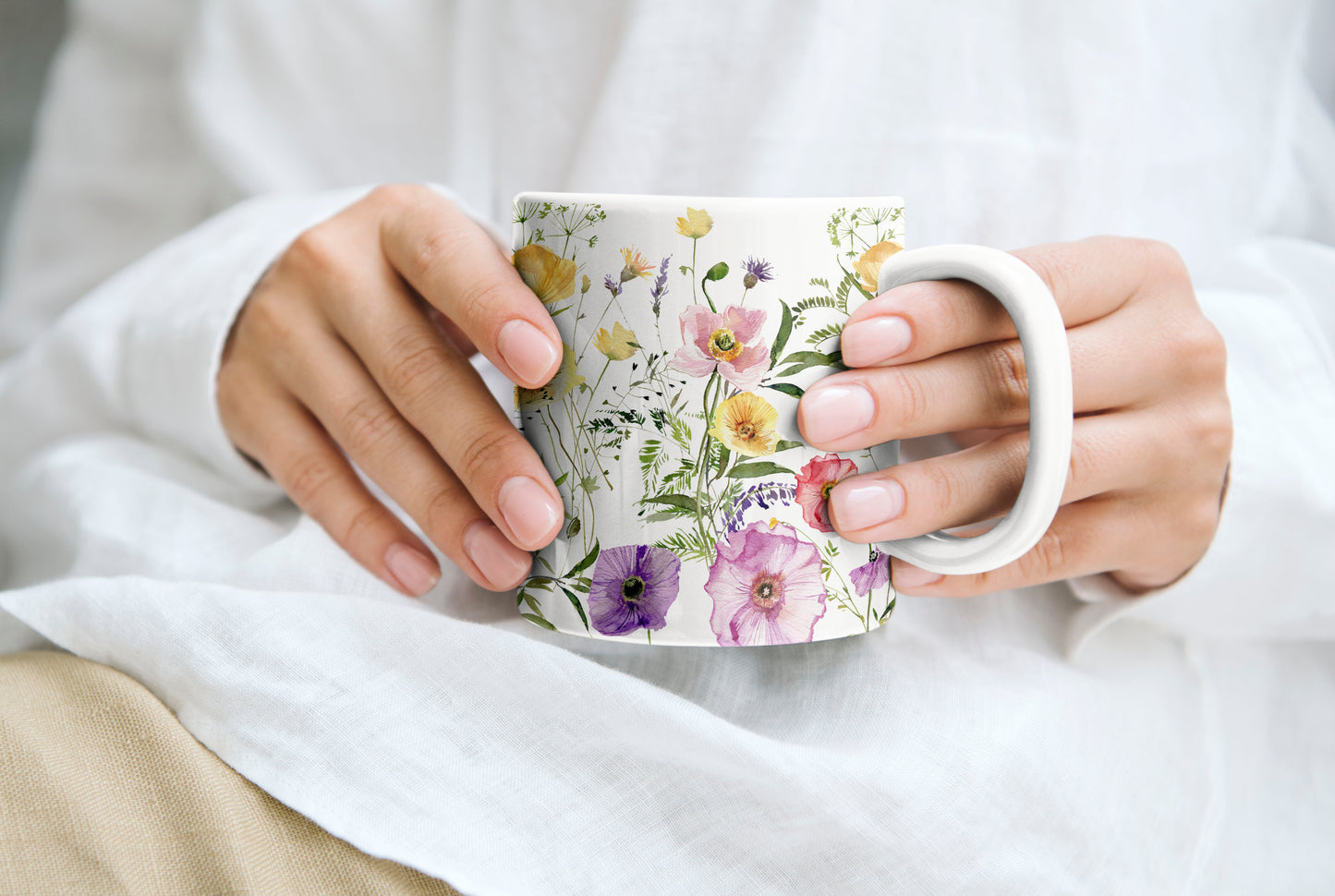 Watercolor Colorful Floral Ceramic Coffee Mug