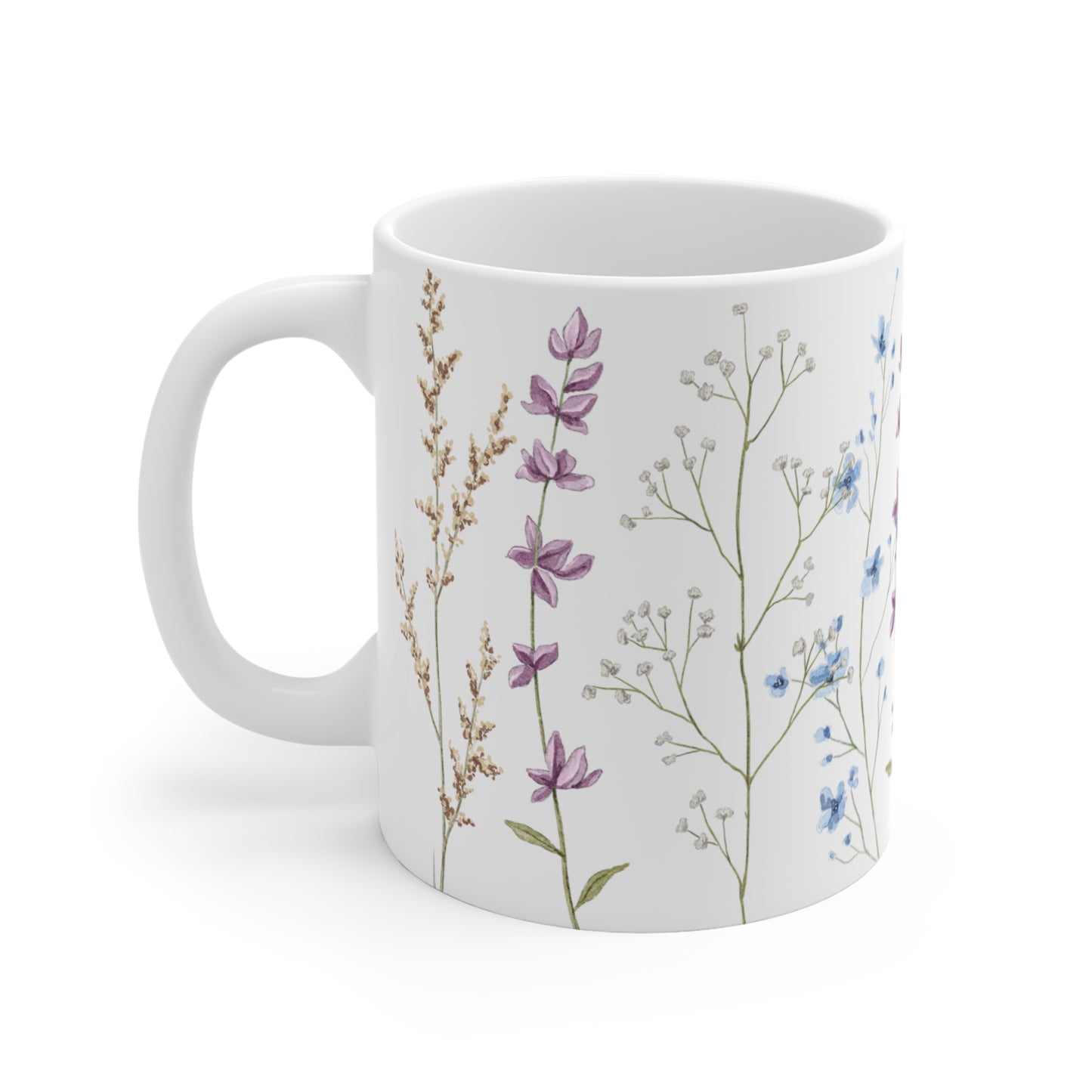 Pressed Flowers Watercolor Ceramic Coffee Mug