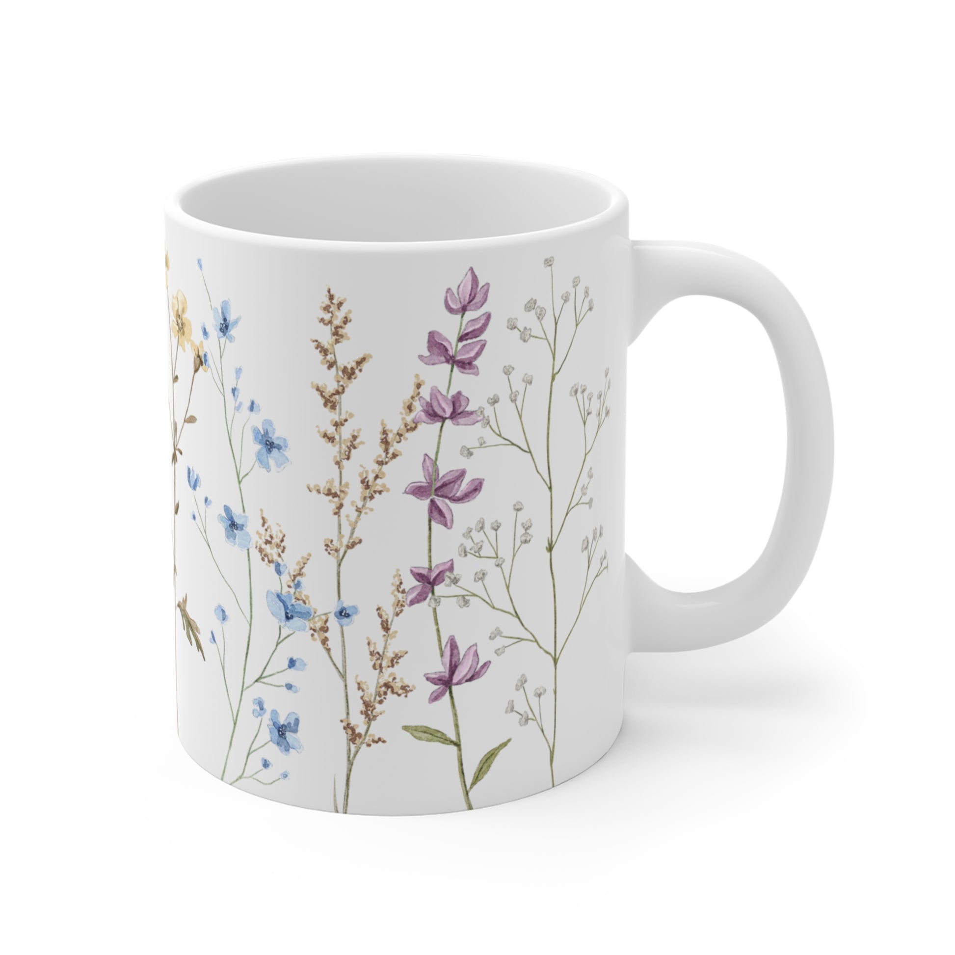 Pressed Flowers Watercolor Ceramic Coffee Mug