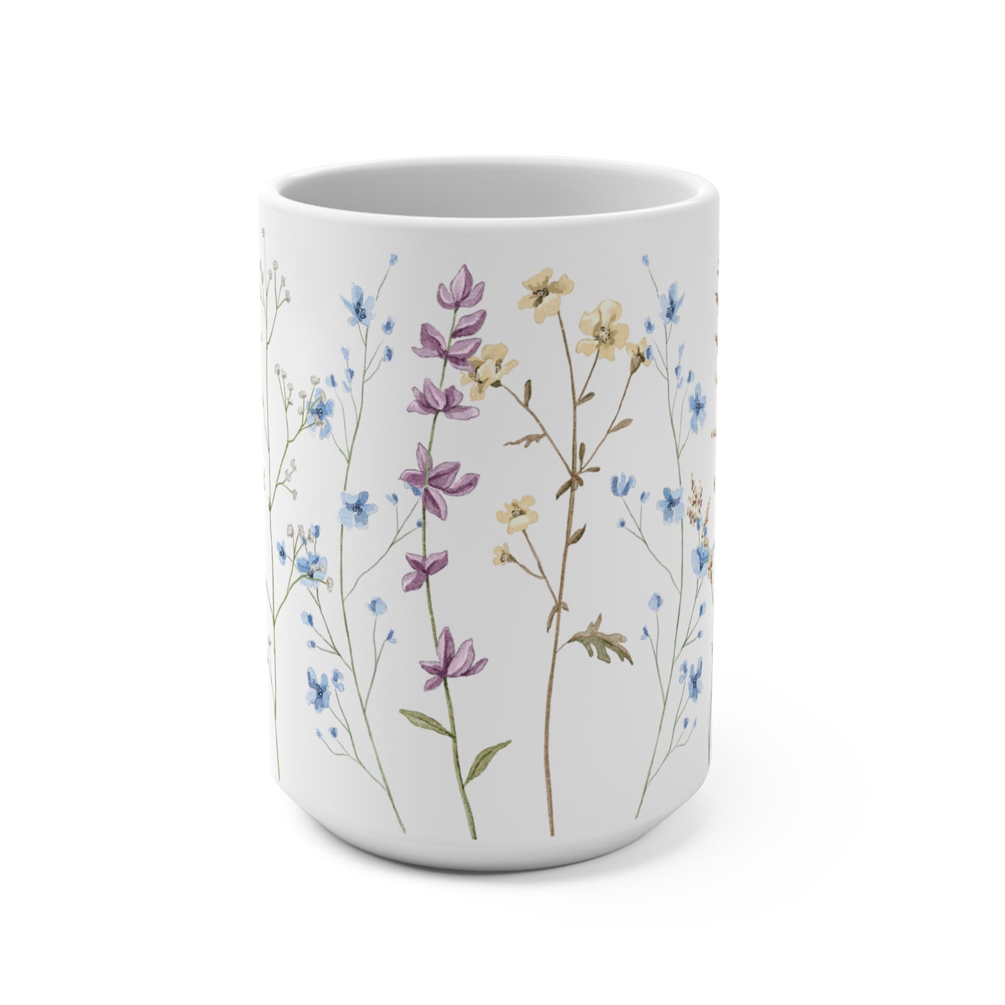 Pressed Flowers Watercolor Ceramic Coffee Mug