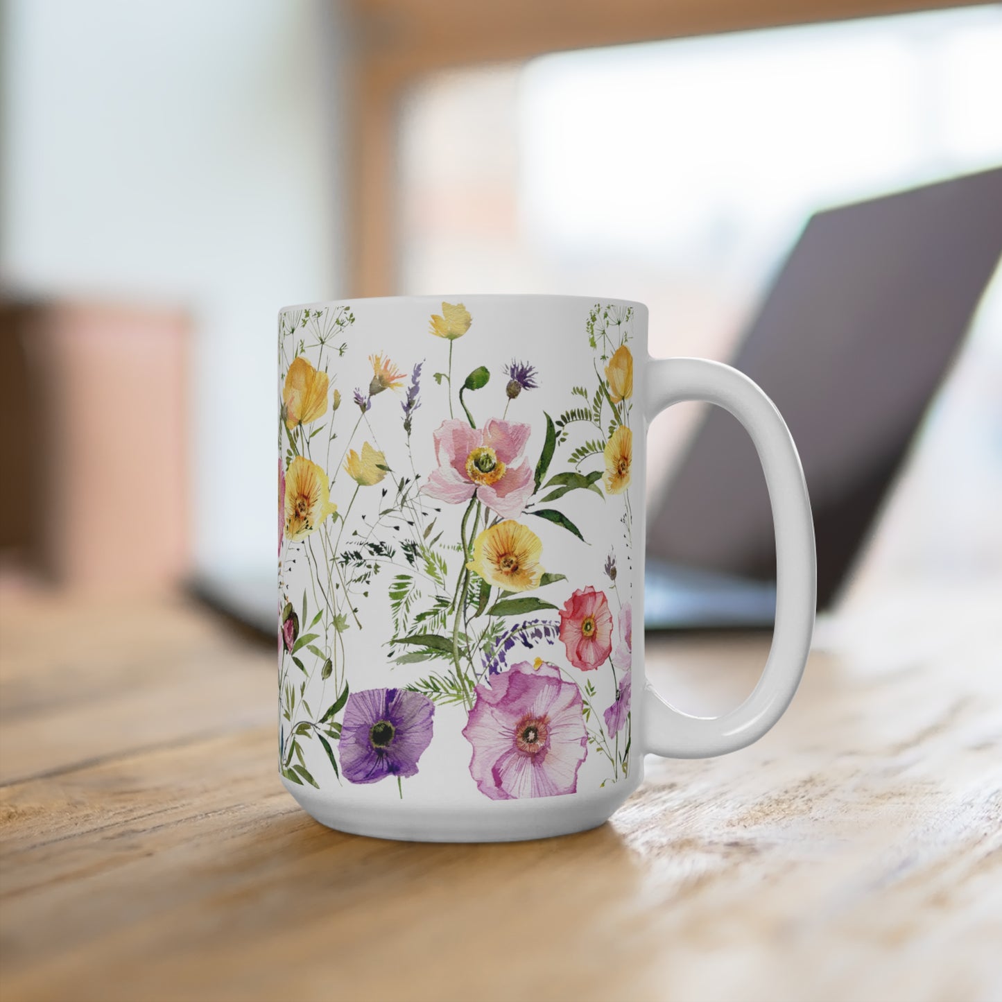 Watercolor Colorful Floral Ceramic Coffee Mug