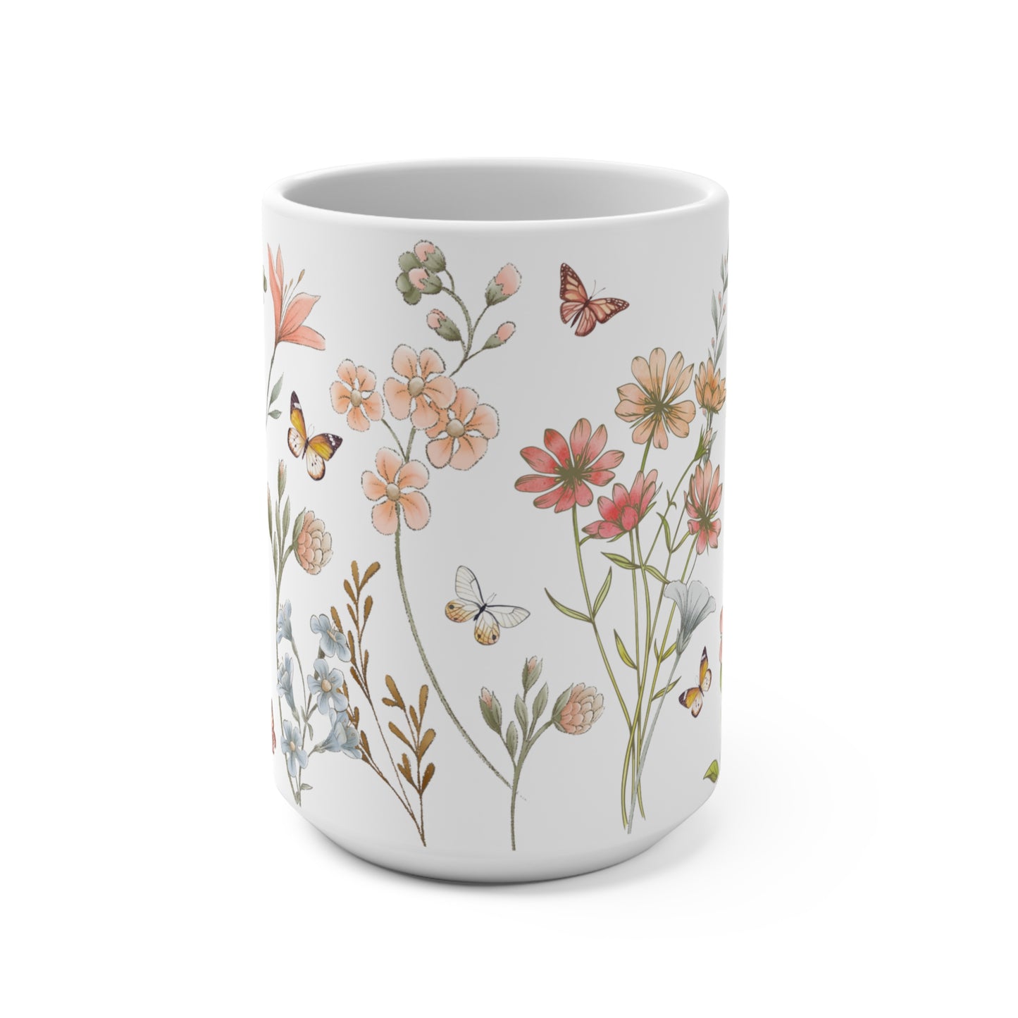 Beautiful Watercolor Pressed Flowers Ceramic Coffee Mug