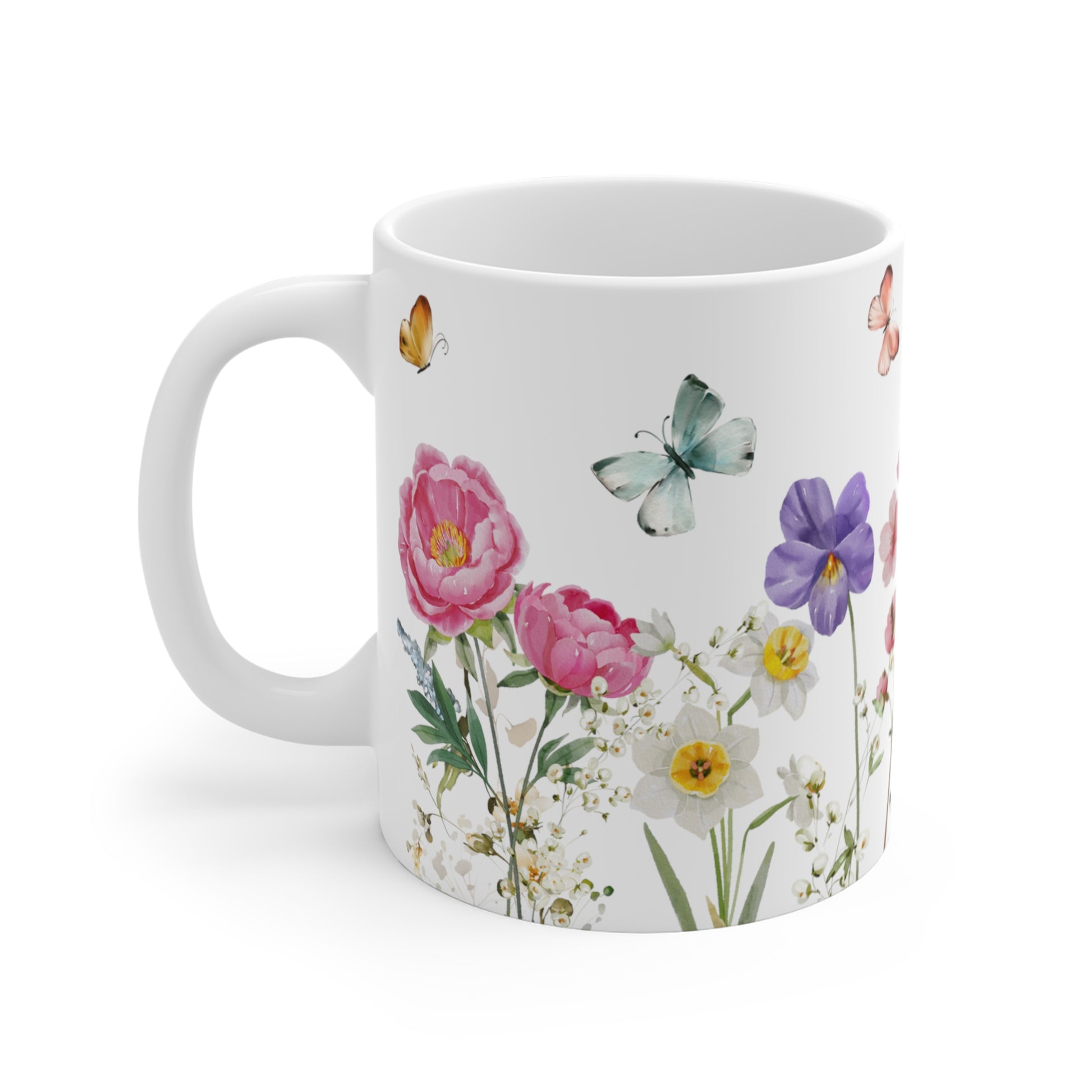 Colorful Watercolor Flowers Ceramic Coffee Mug