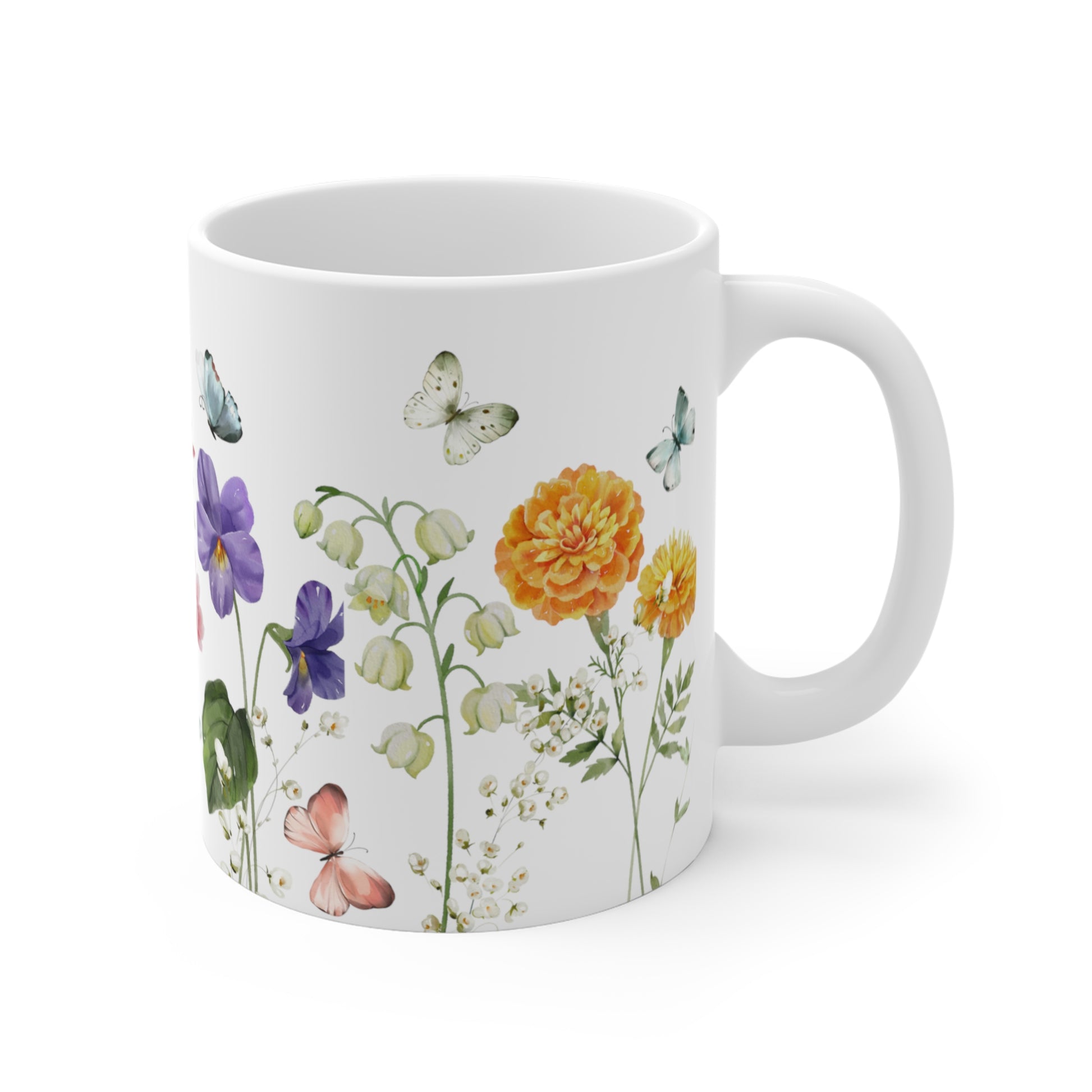 Colorful Watercolor Flowers Ceramic Coffee Mug