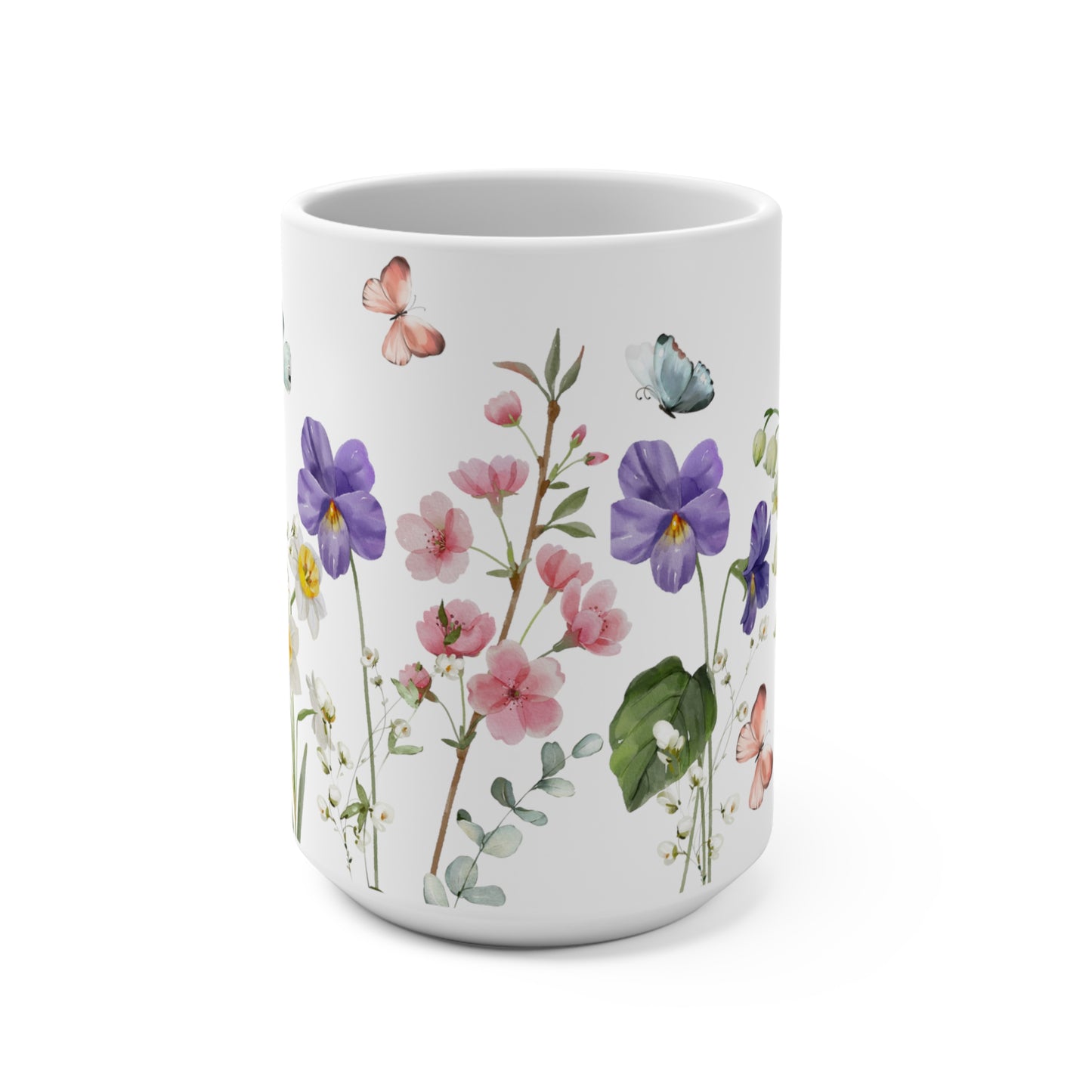 Colorful Watercolor Flowers Ceramic Coffee Mug