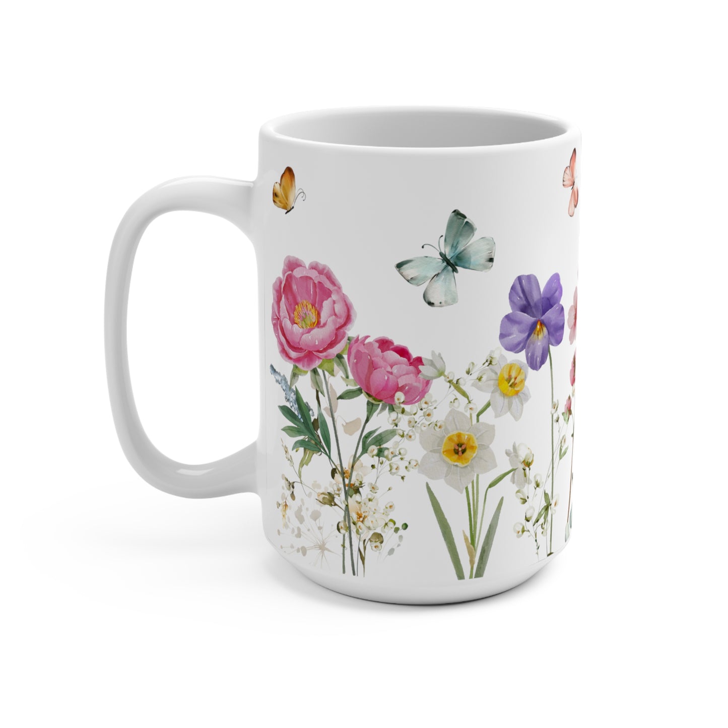 Colorful Watercolor Flowers Ceramic Coffee Mug