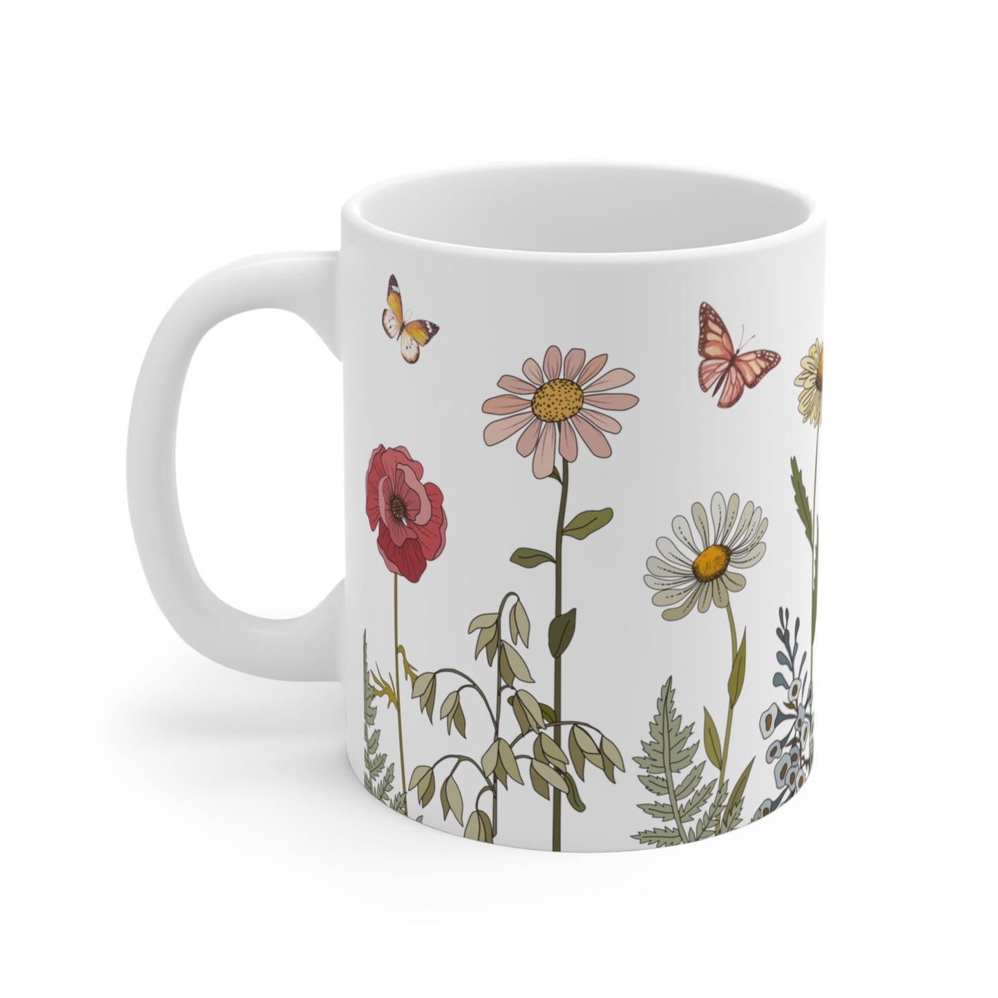 Watercolor Daisy flowers Ceramic Coffee Mug