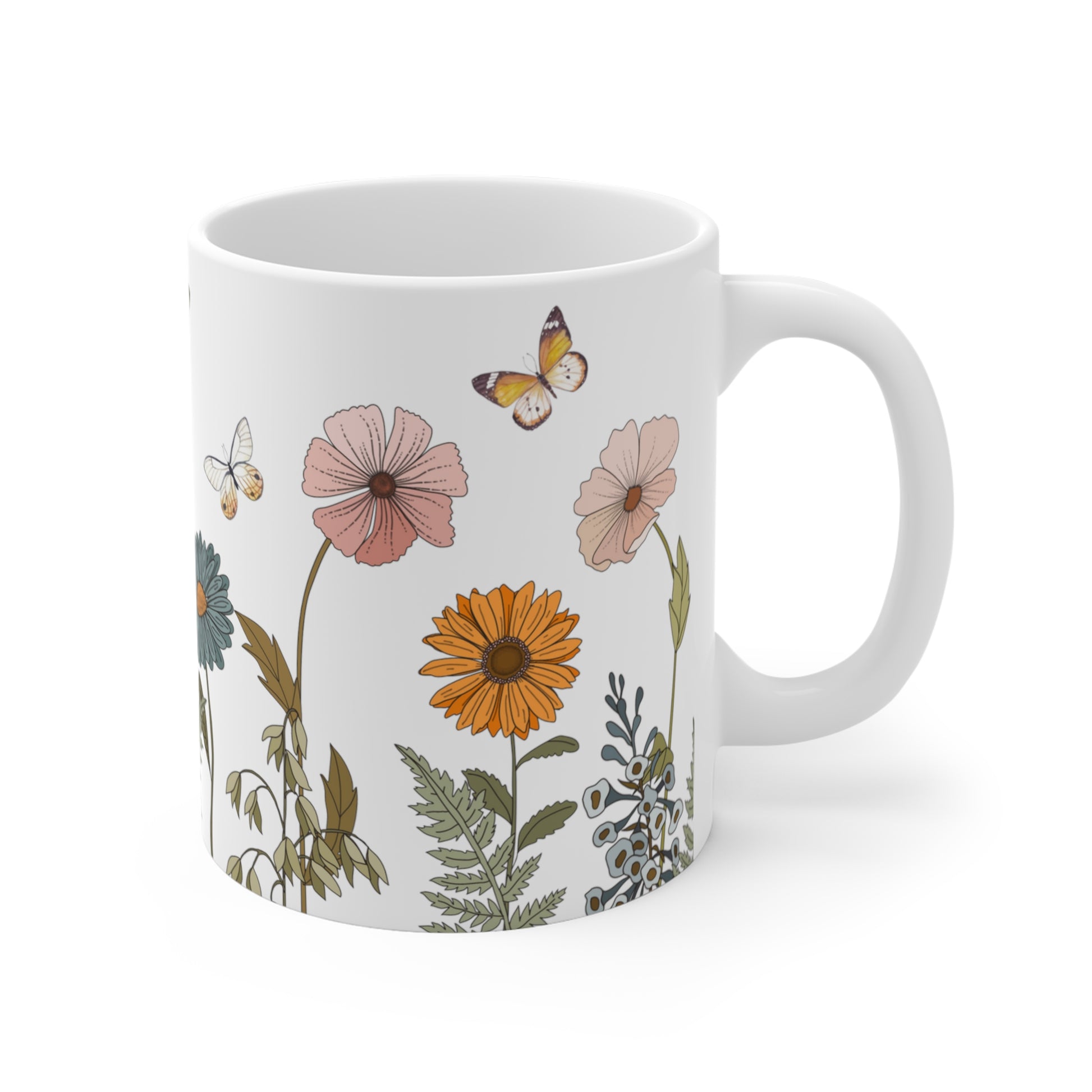 Watercolor Daisy flowers Ceramic Coffee Mug