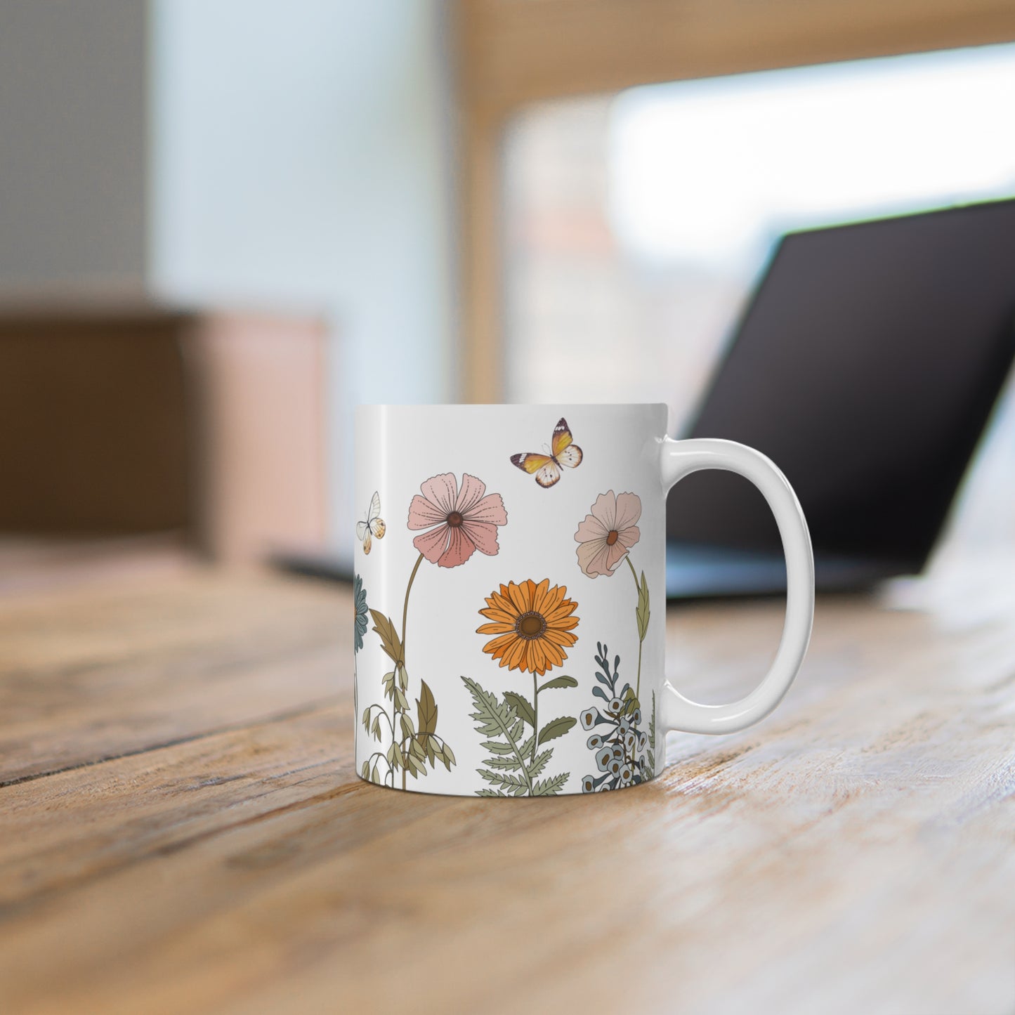 Watercolor Daisy flowers Ceramic Coffee Mug