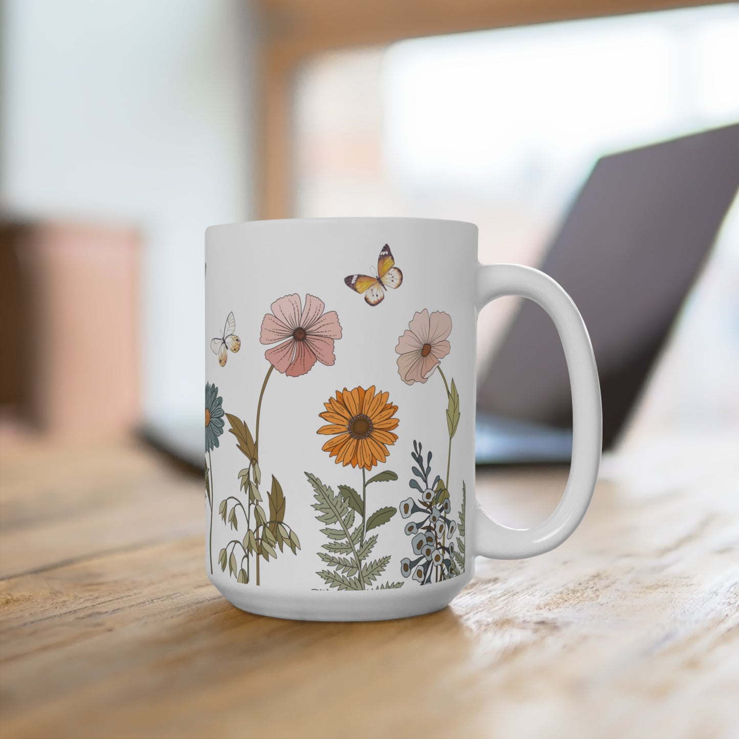 Watercolor Daisy flowers Ceramic Coffee Mug