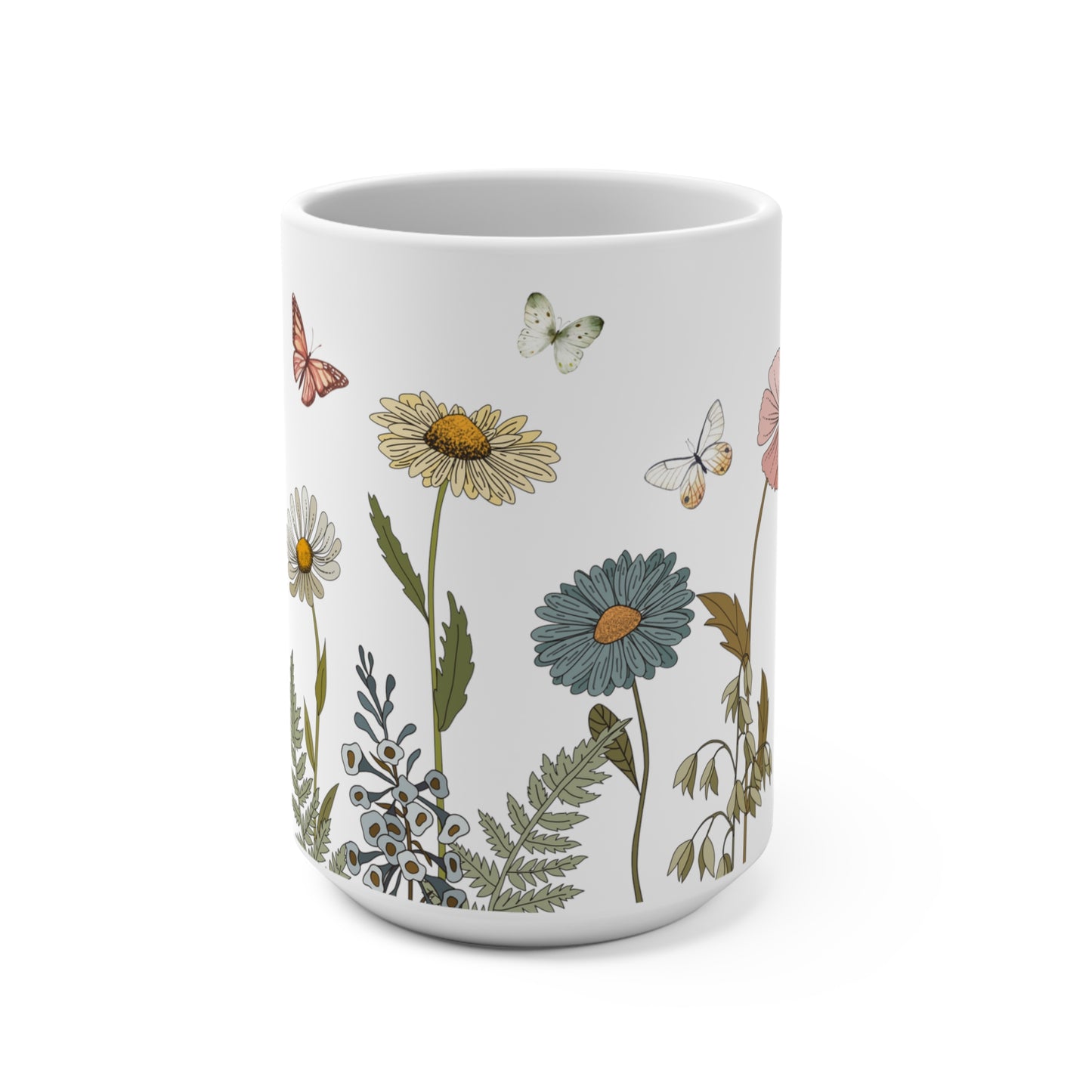 Watercolor Daisy flowers Ceramic Coffee Mug