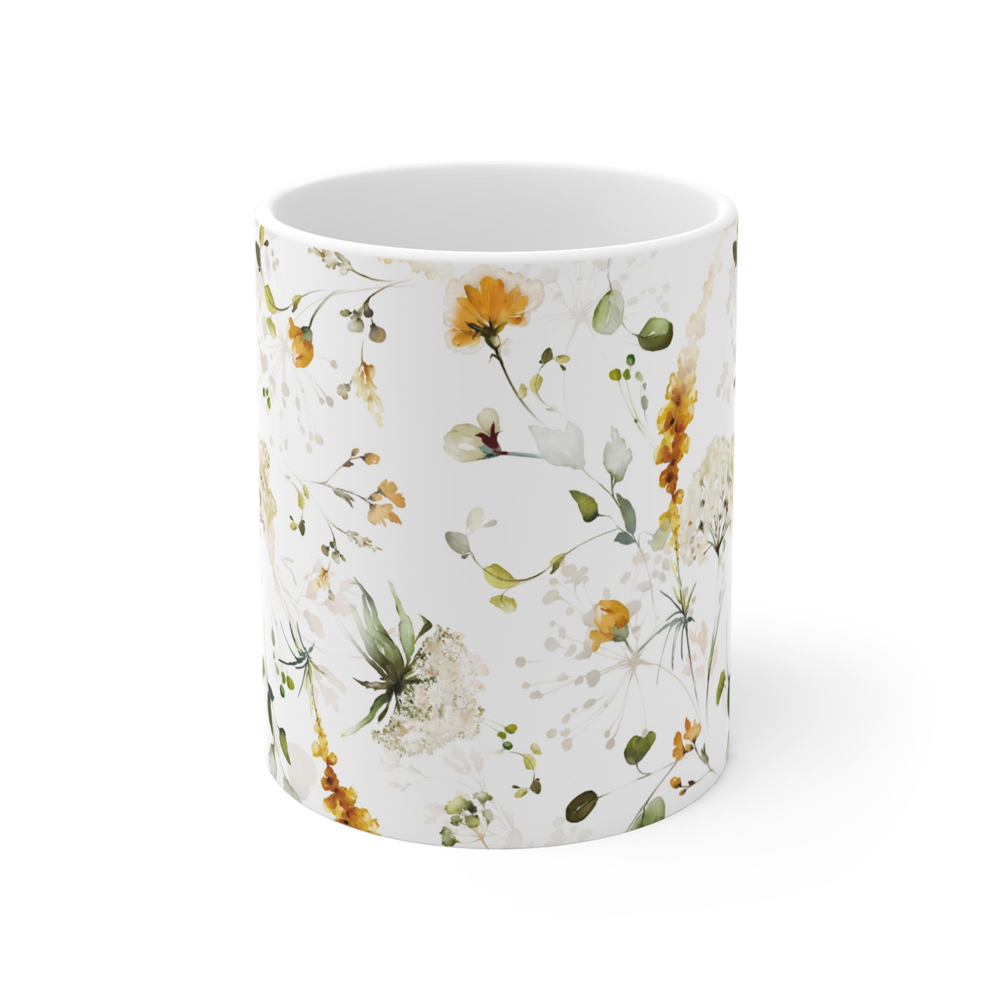 Watercolor Fall Flowers Ceramic Coffee Mug