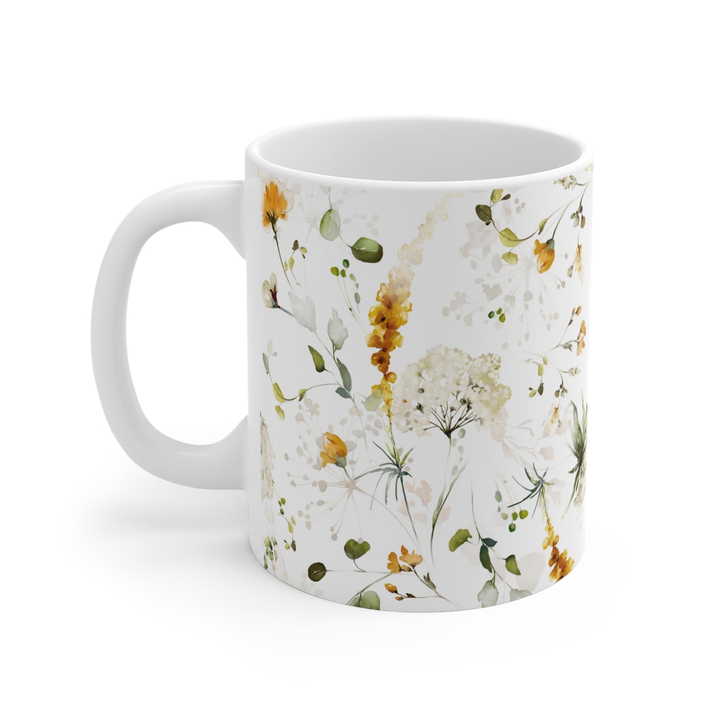 Watercolor Fall Flowers Ceramic Coffee Mug