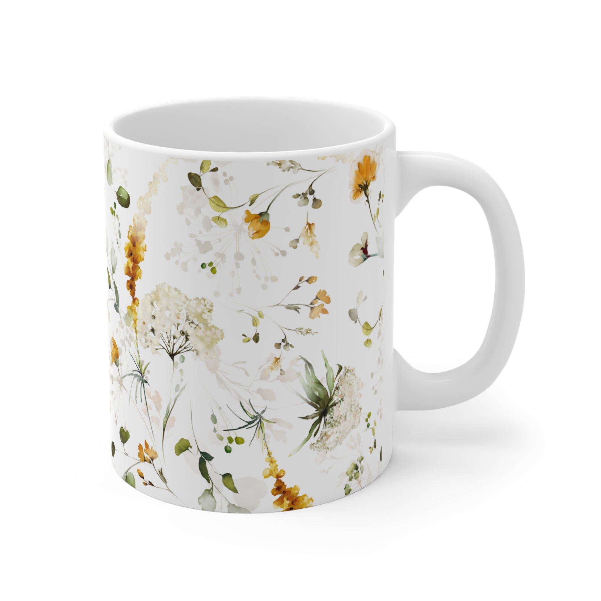 Watercolor Fall Flowers Ceramic Coffee Mug