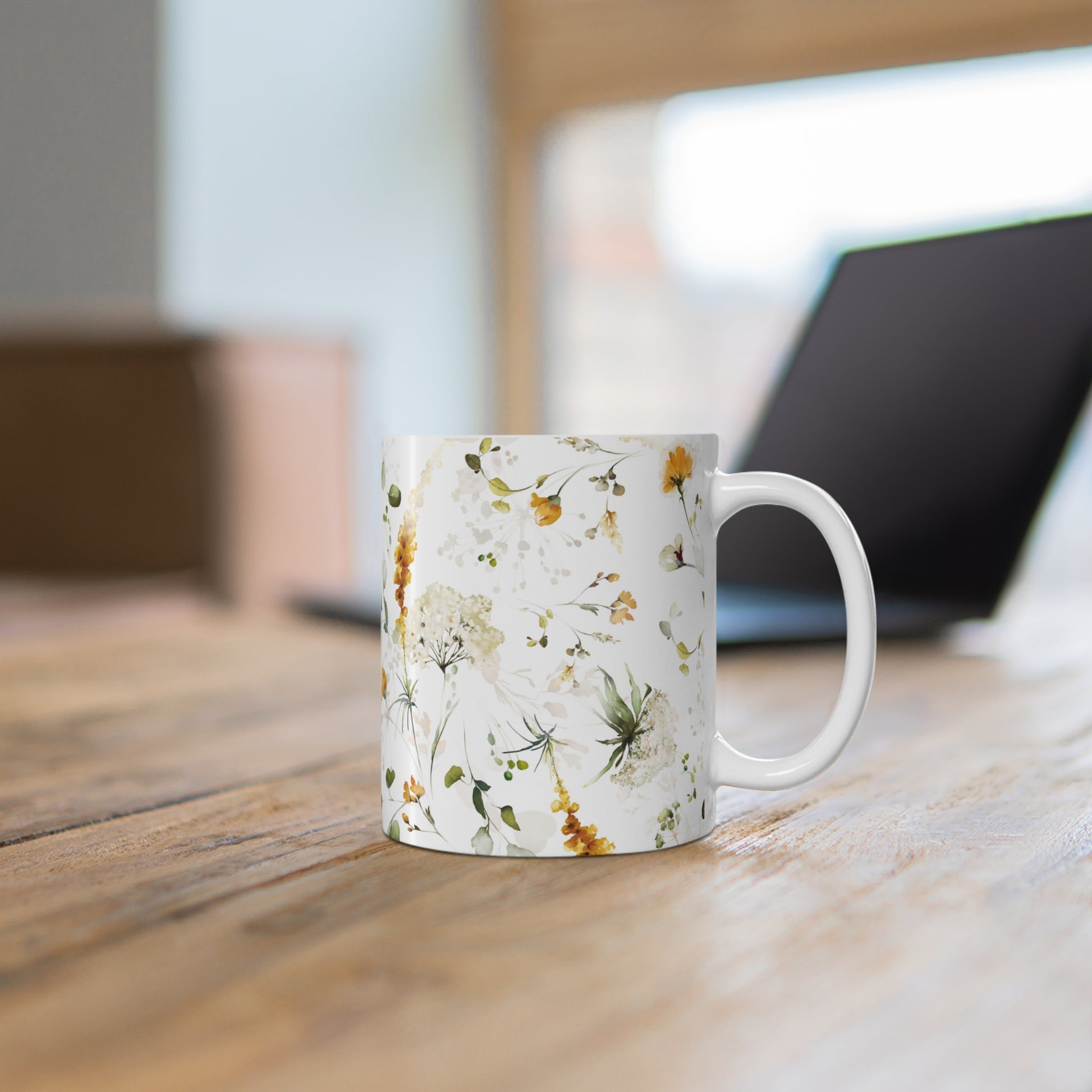 Watercolor Fall Flowers Ceramic Coffee Mug