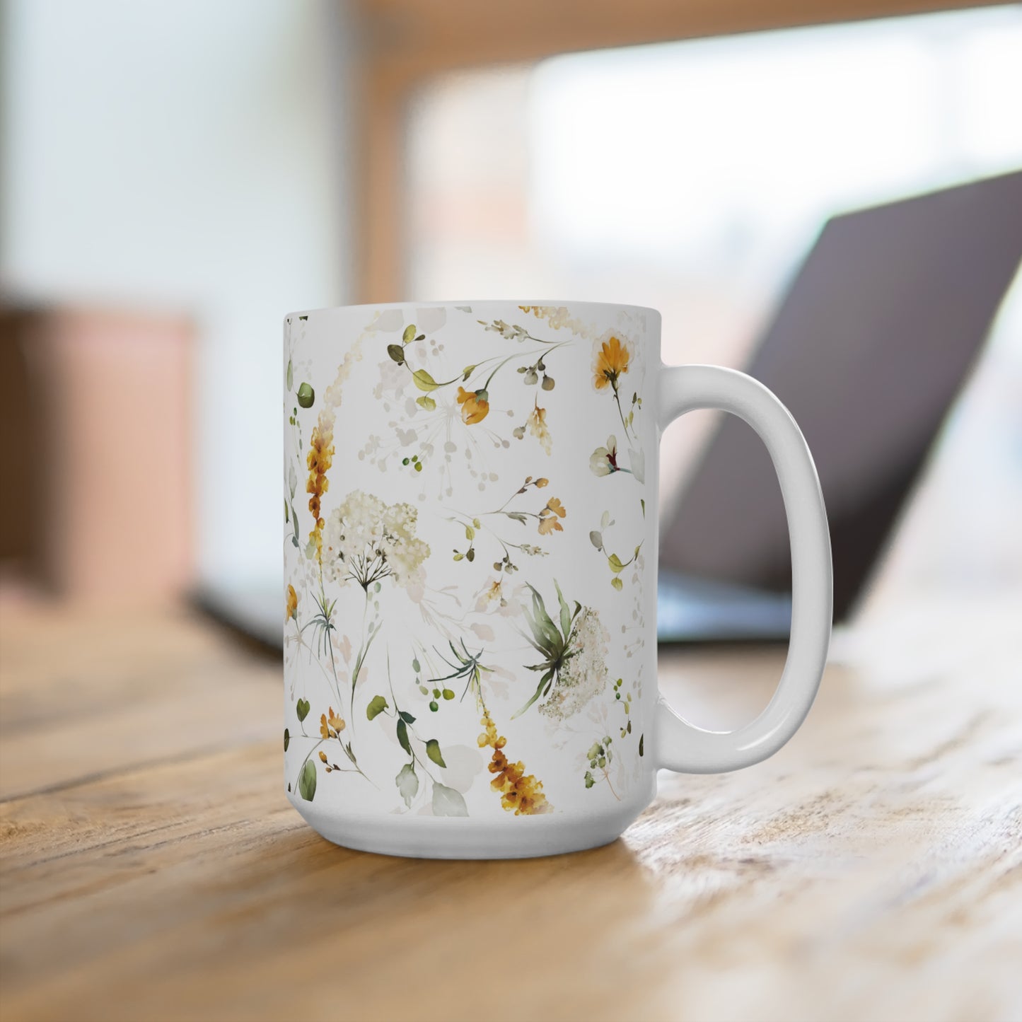 Watercolor Fall Flowers Ceramic Coffee Mug