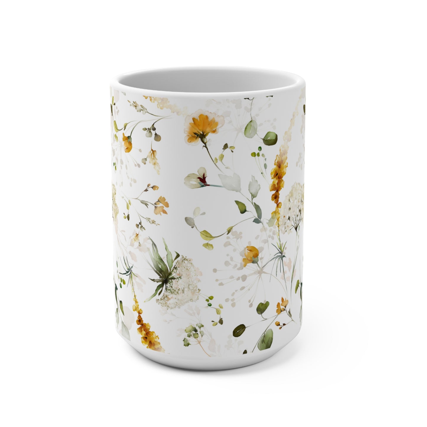 Watercolor Fall Flowers Ceramic Coffee Mug