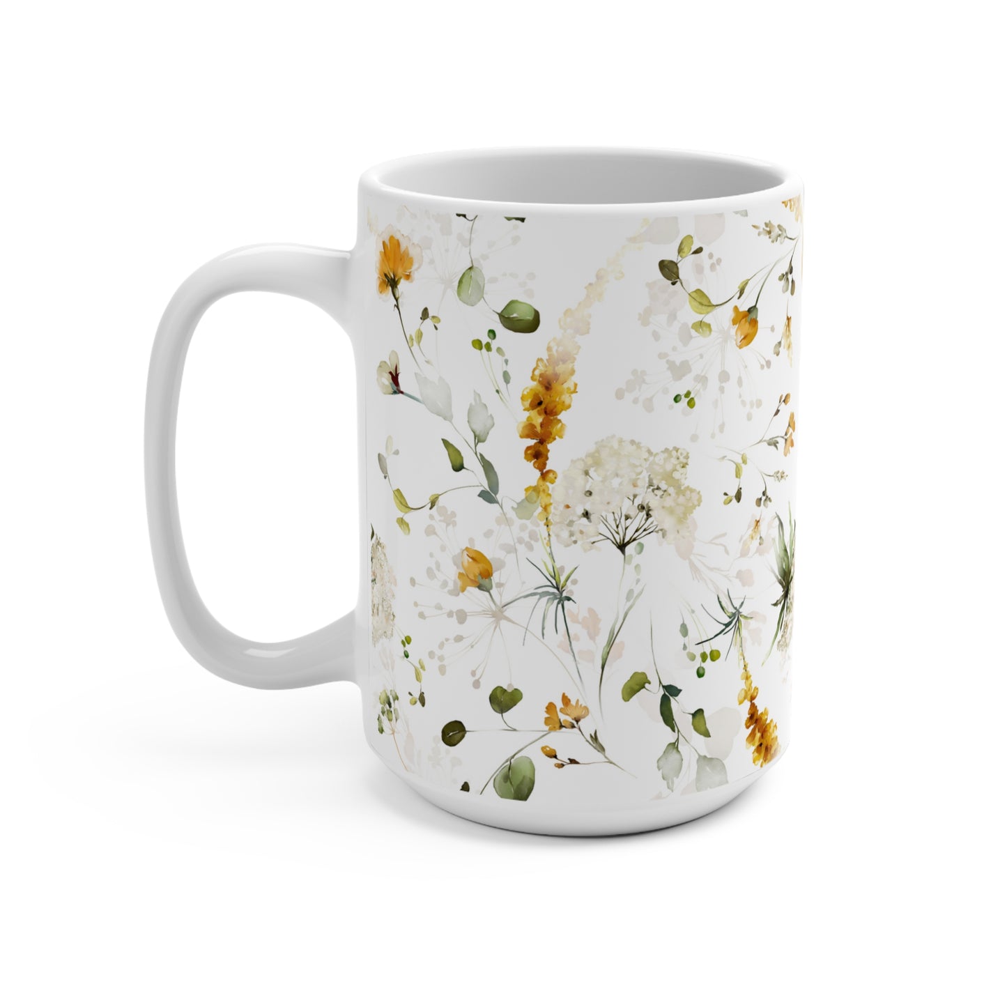 Watercolor Fall Flowers Ceramic Coffee Mug