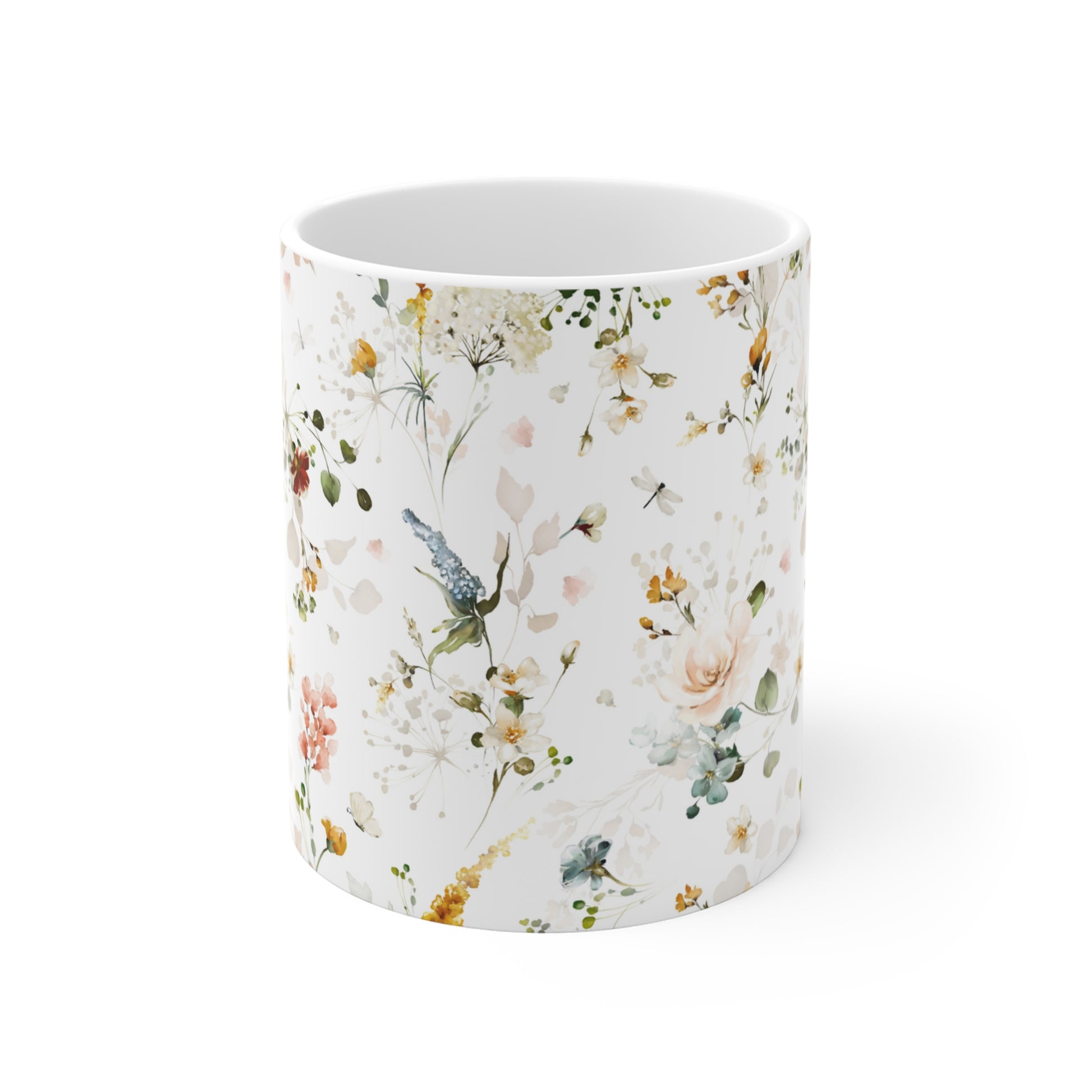 Watercolor Fall colors Flowers Ceramic Coffee Mug