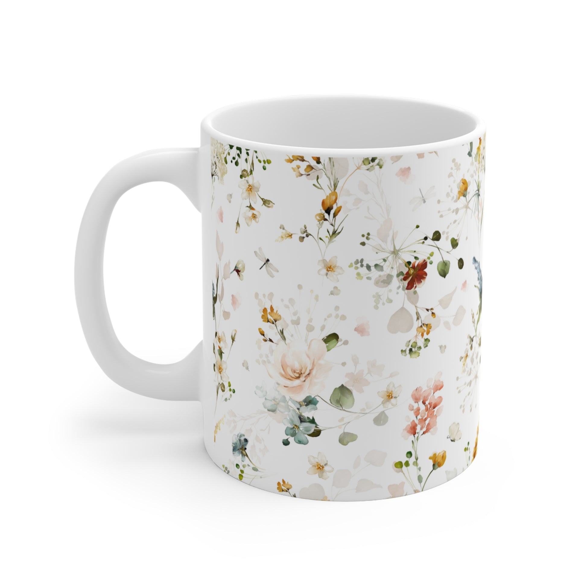 Watercolor Fall colors Flowers Ceramic Coffee Mug