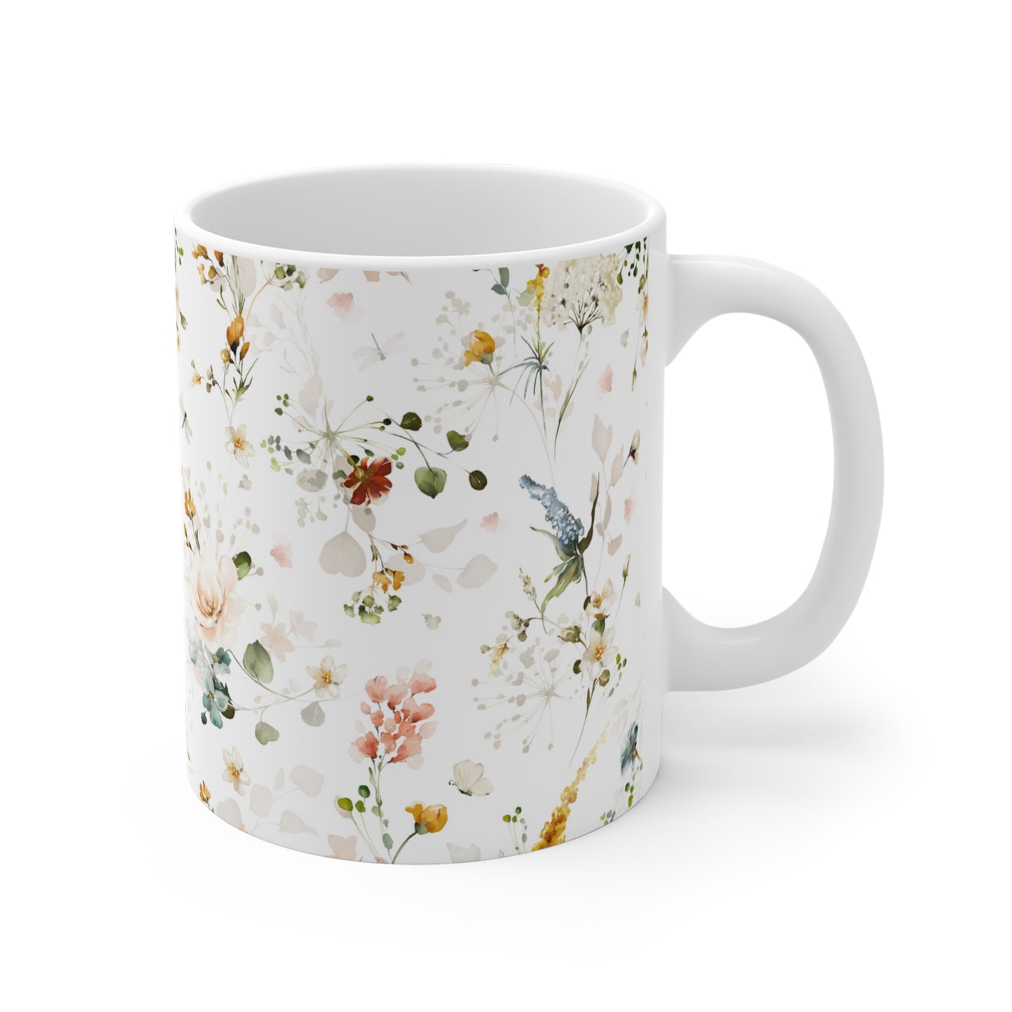 Watercolor Fall colors Flowers Ceramic Coffee Mug