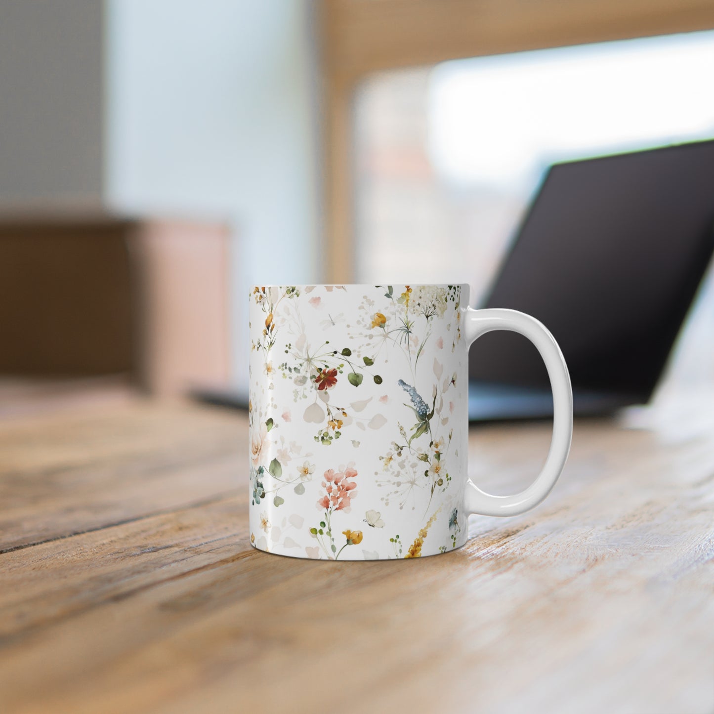 Watercolor Fall colors Flowers Ceramic Coffee Mug