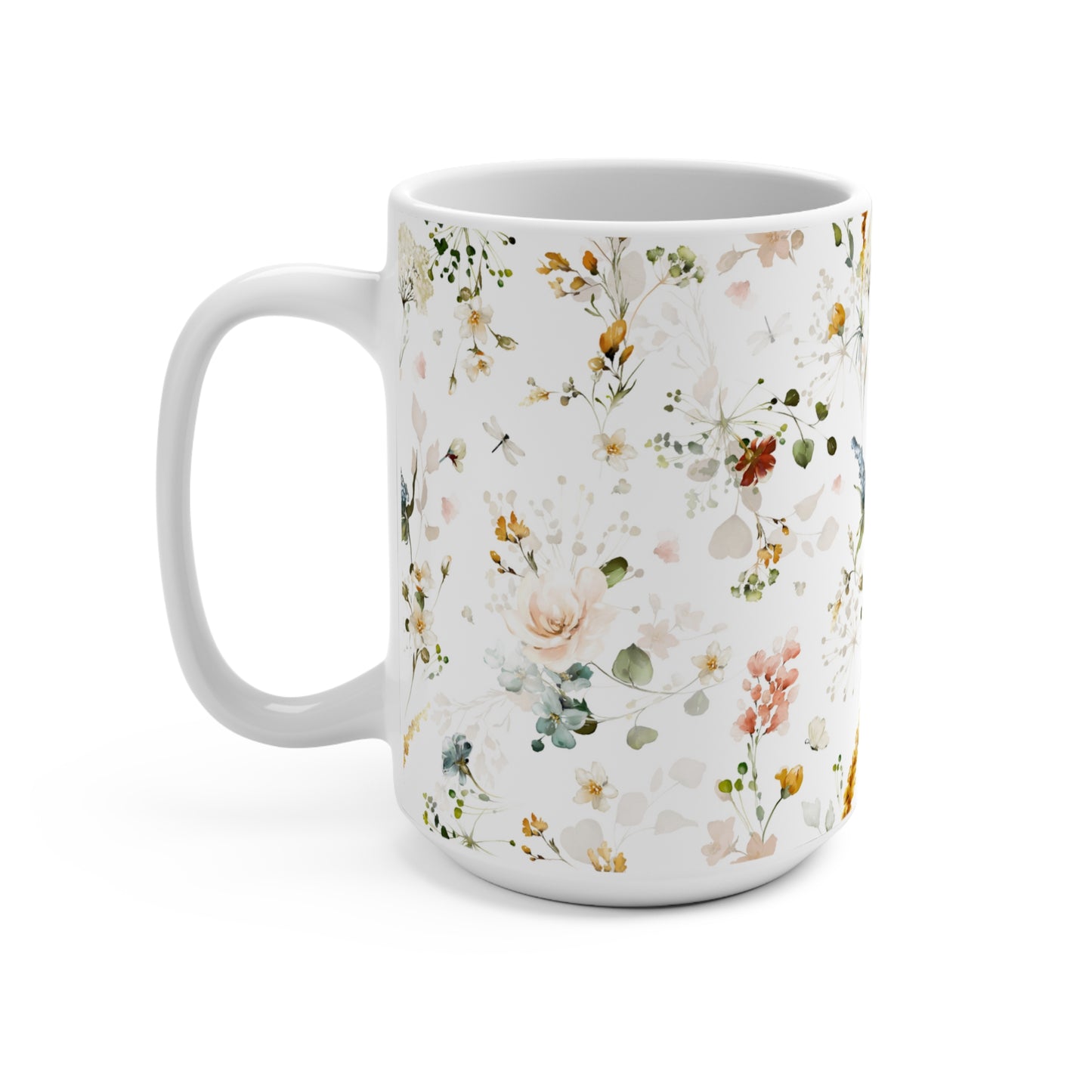 Watercolor Fall colors Flowers Ceramic Coffee Mug