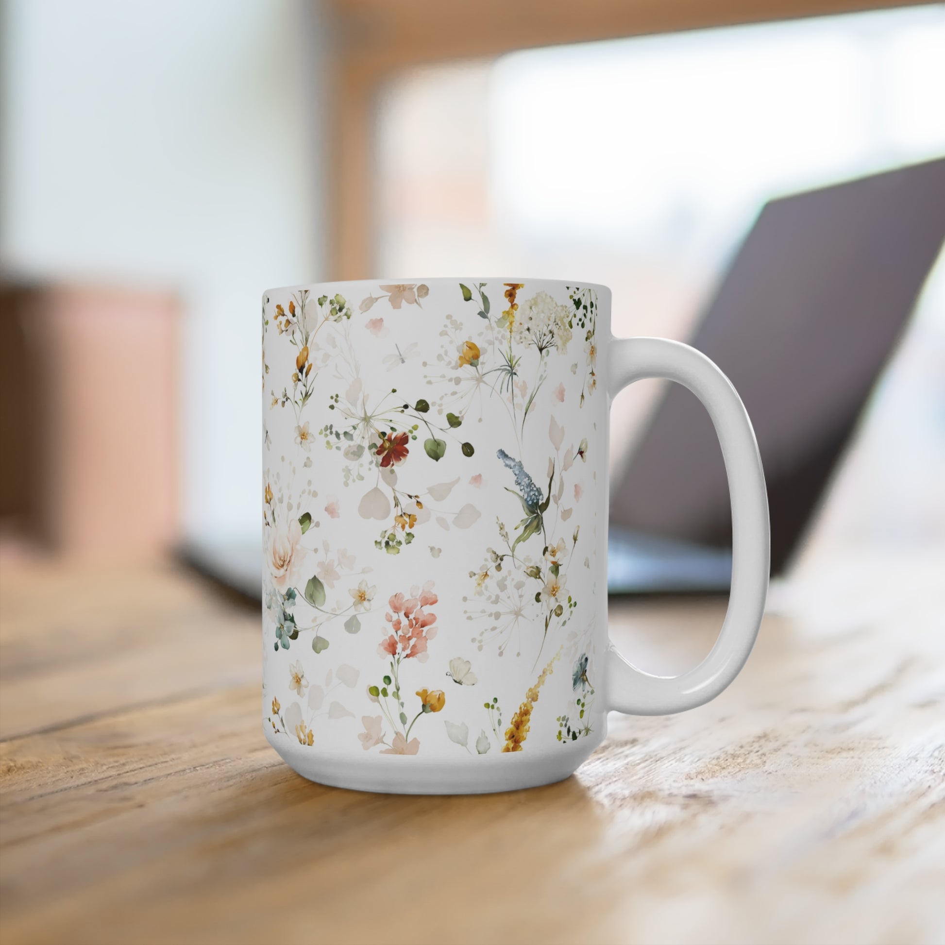 Watercolor Fall colors Flowers Ceramic Coffee Mug