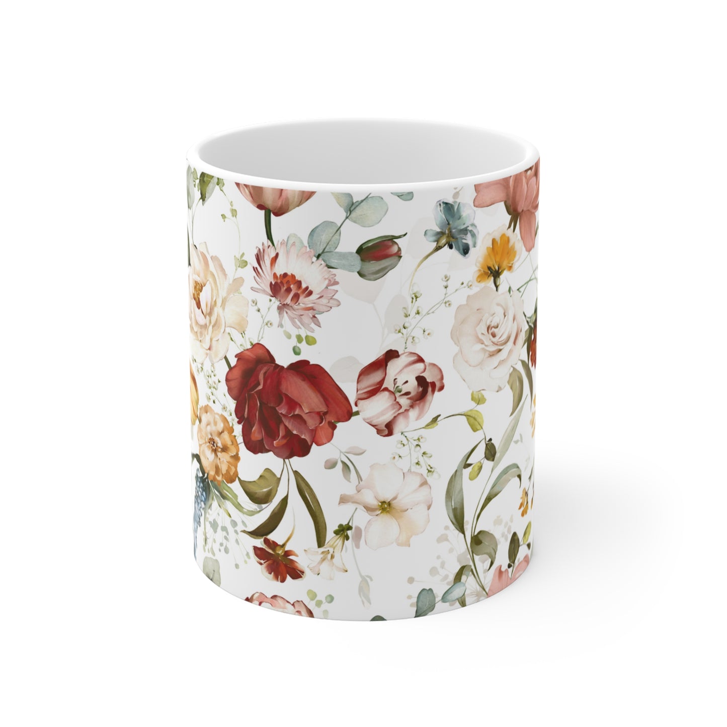 Fall Colors Watercolor Wildflowers Ceramic Coffee Mug