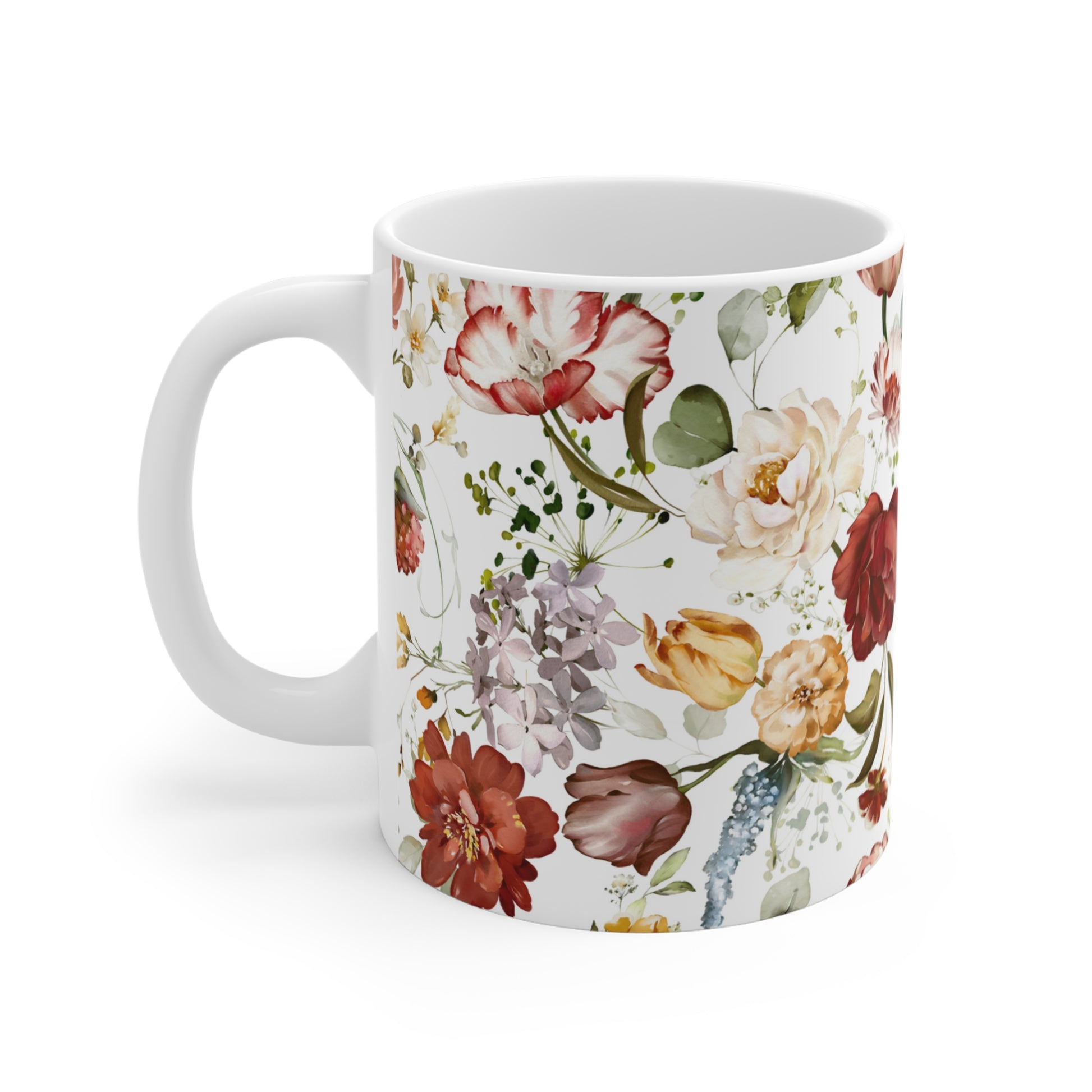 Fall Colors Watercolor Wildflowers Ceramic Coffee Mug