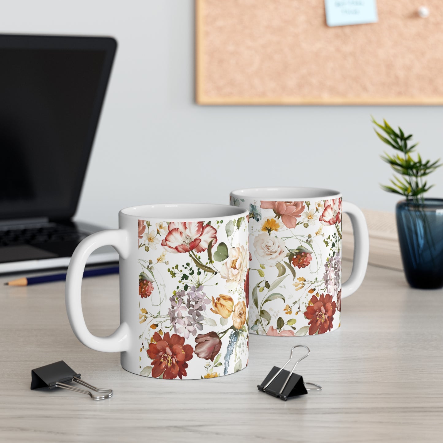 Fall Colors Watercolor Wildflowers Ceramic Coffee Mug